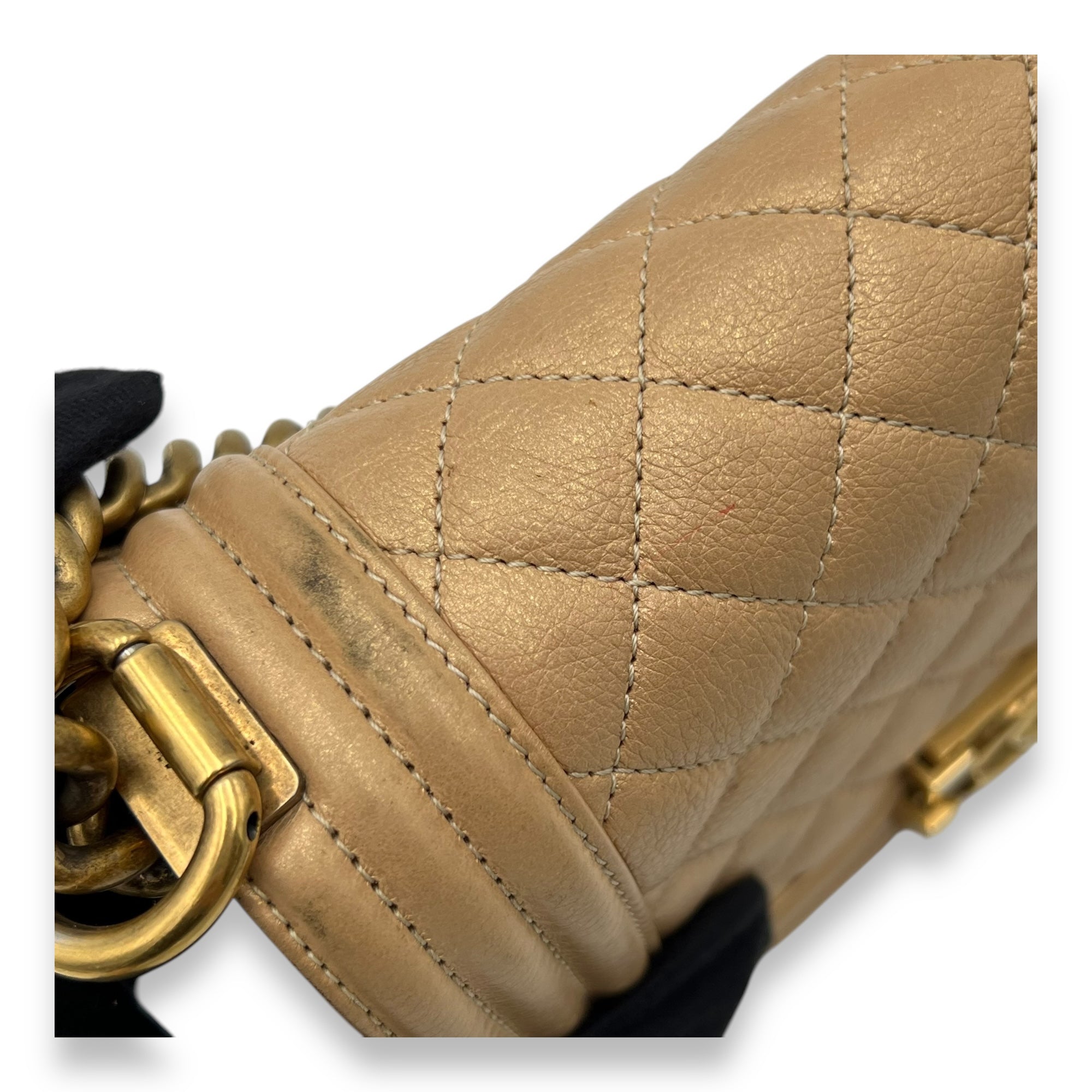 Boy Small Gold Shoulder Bag in Lambskin, Gold hardware - Image 9