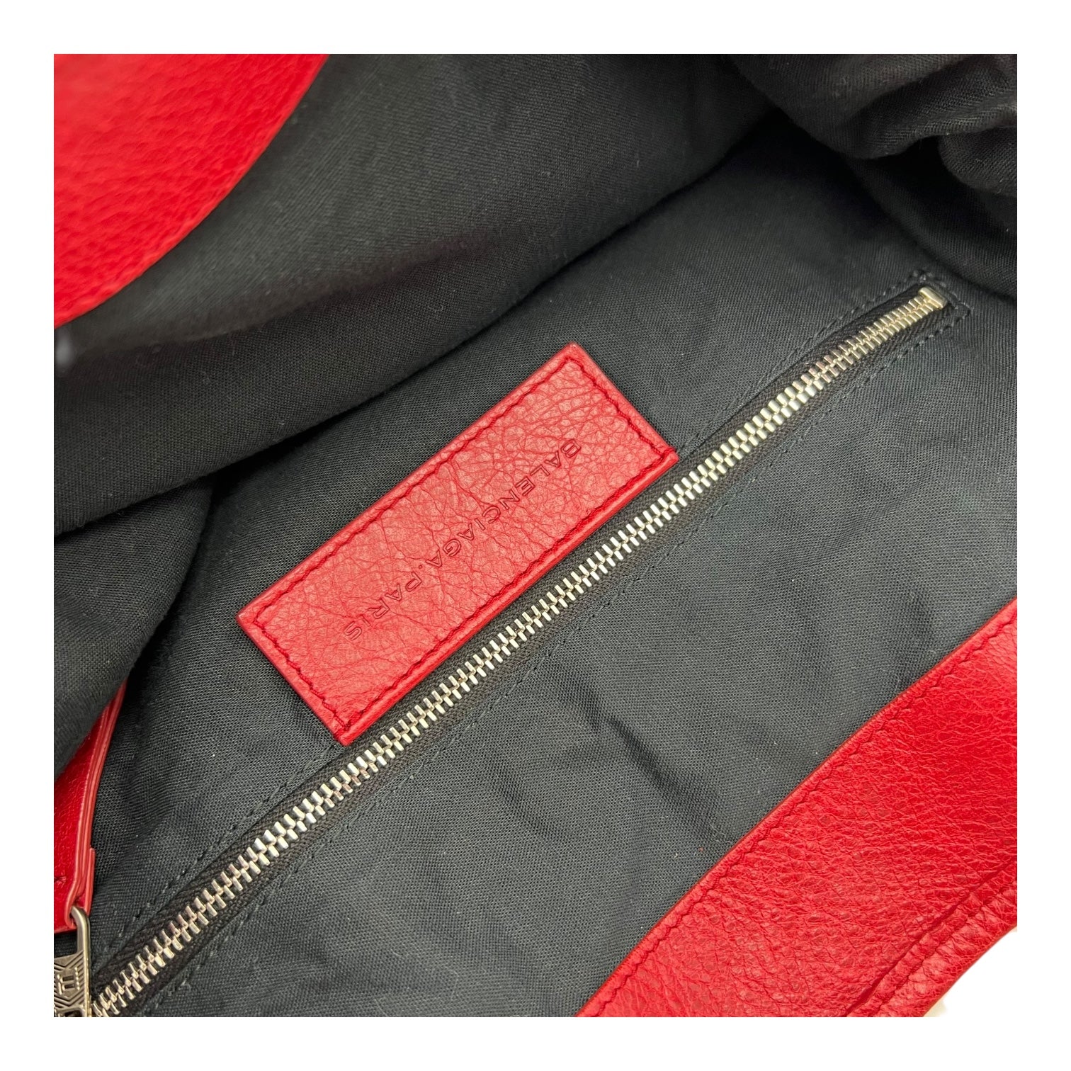 2-Way Red Top Handle Bag in Distressed Leather, Silver hardware - Image 9