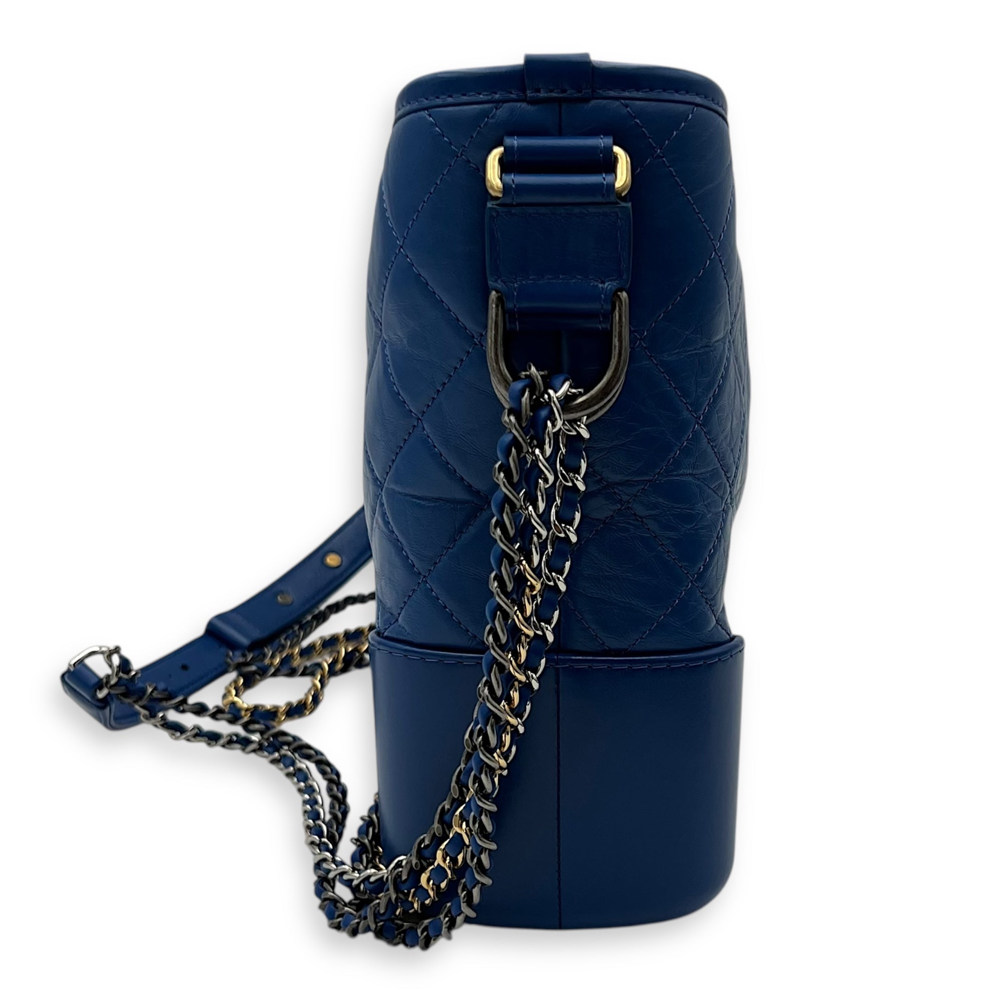 Gabrielle Shoulder Bag Medium Blue in Calfskin, Mixed hardware - Image 4