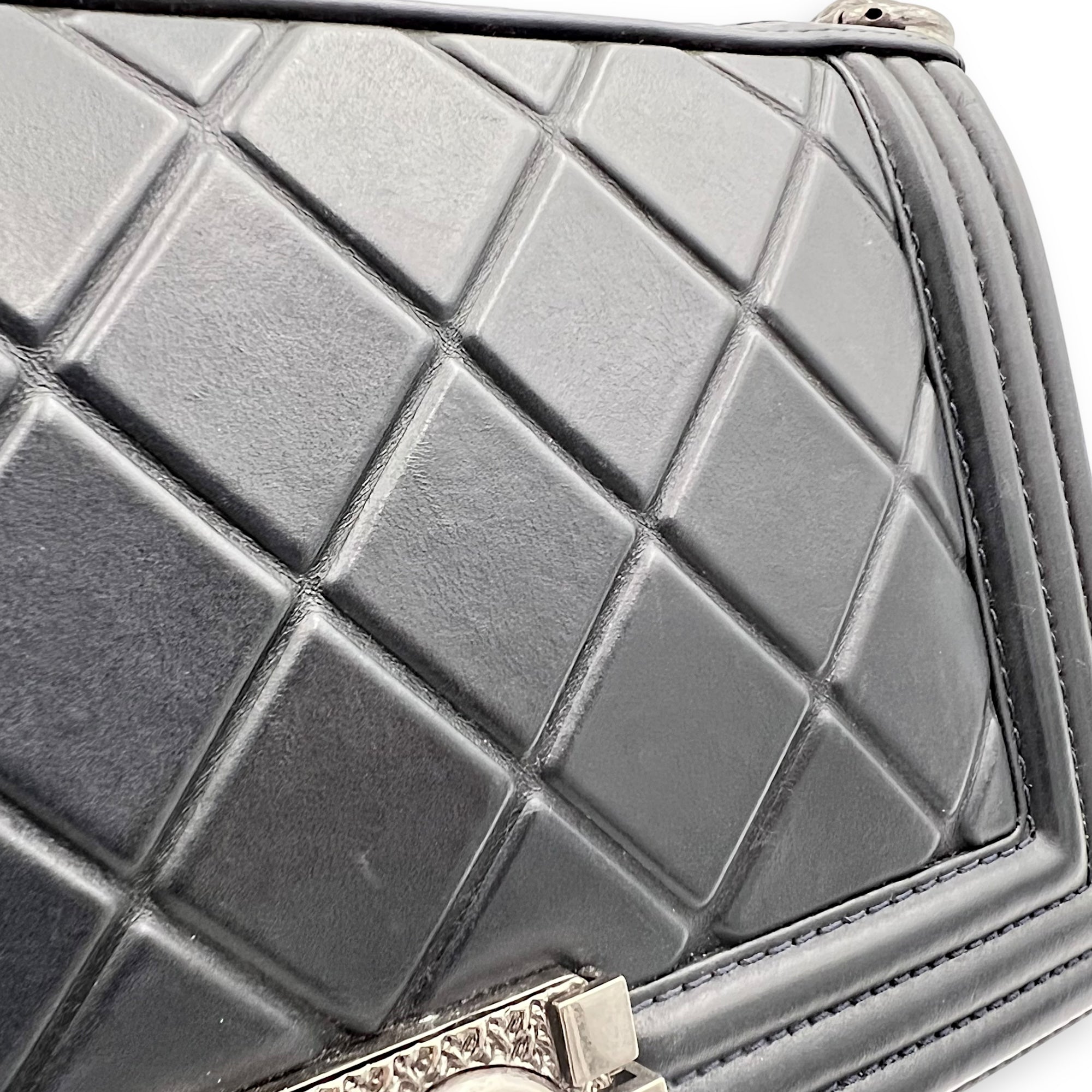 Boy Medium Blue Shoulder Bag in Lambskin, Ruthenium hardware - Image 9