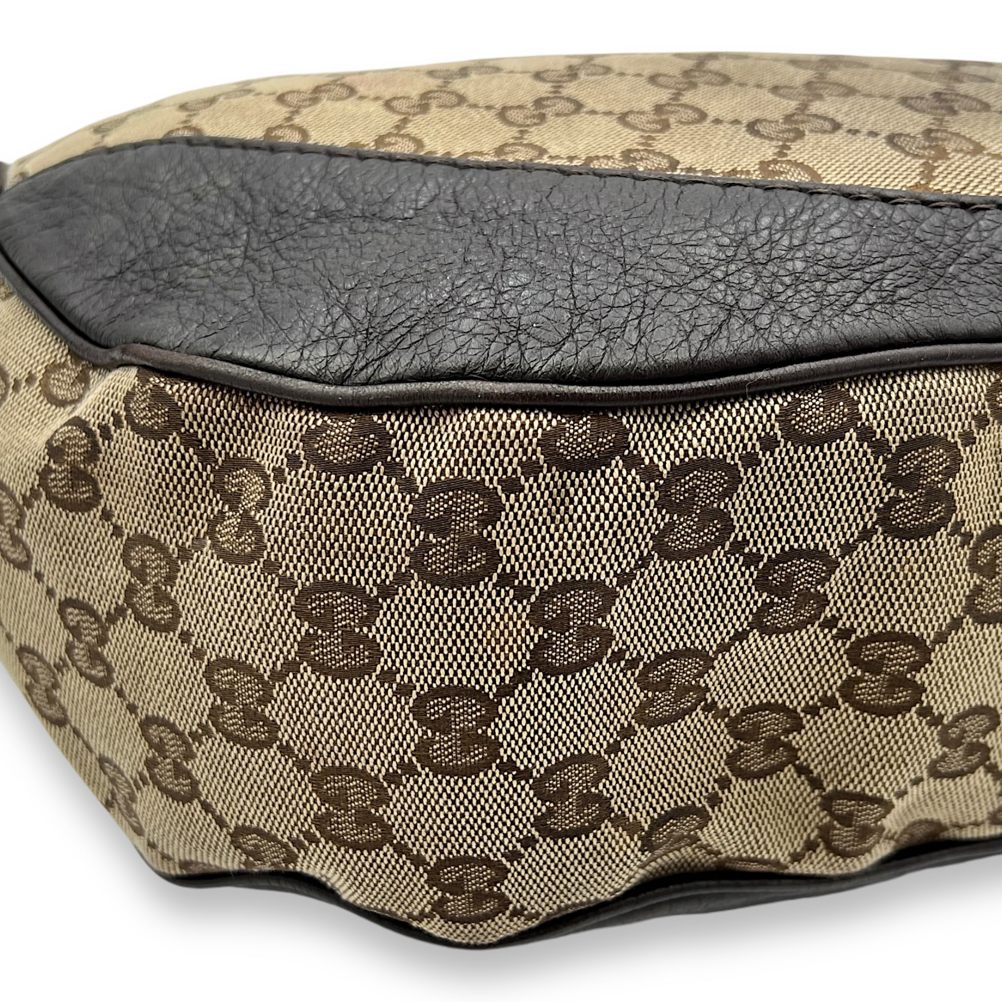 Shoulder Bag Brown in Jacquard, Light Gold hardware - Image 10