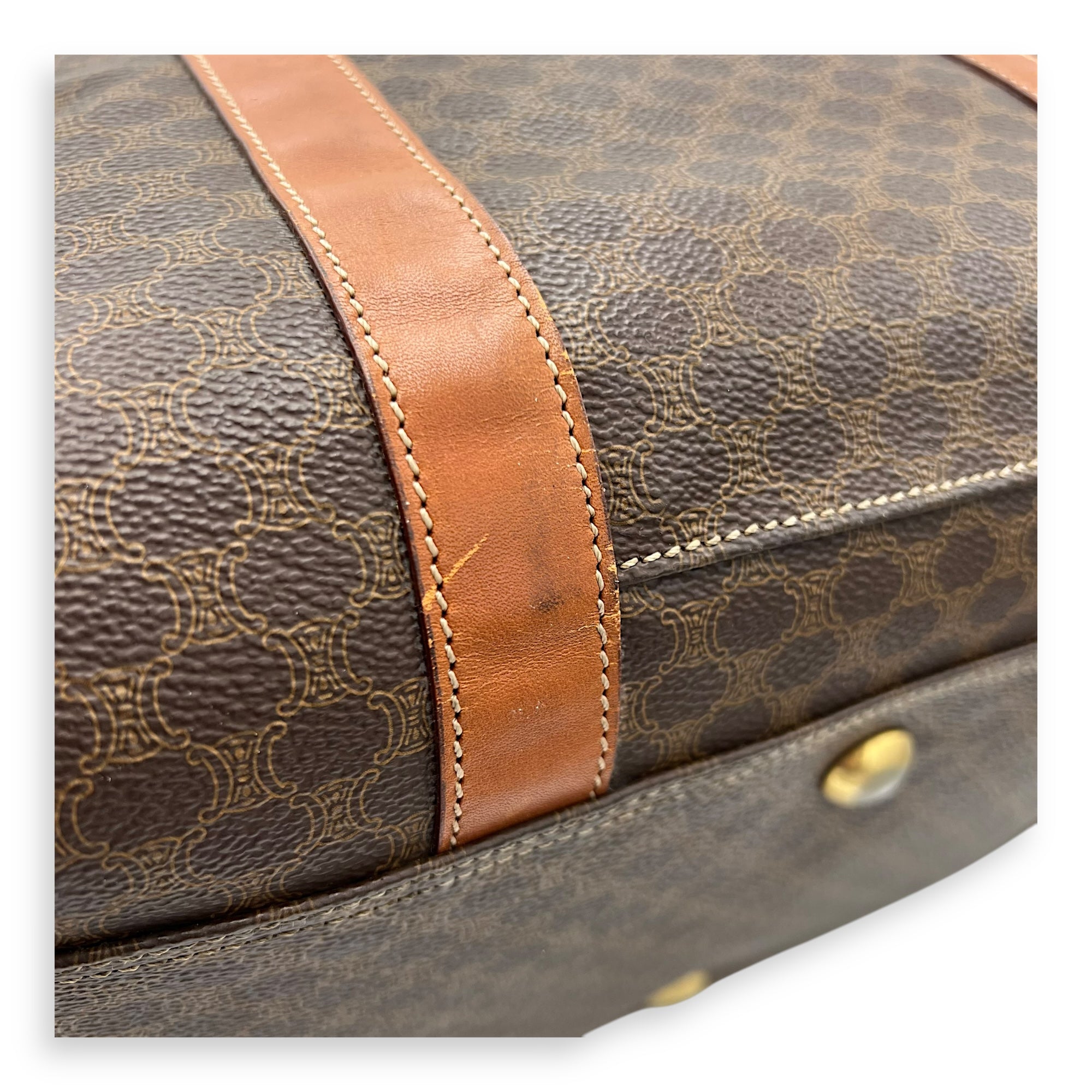 Vintage Macadam Brown Duffle Bag in Coated Canvas, Gold hardware - Image 14