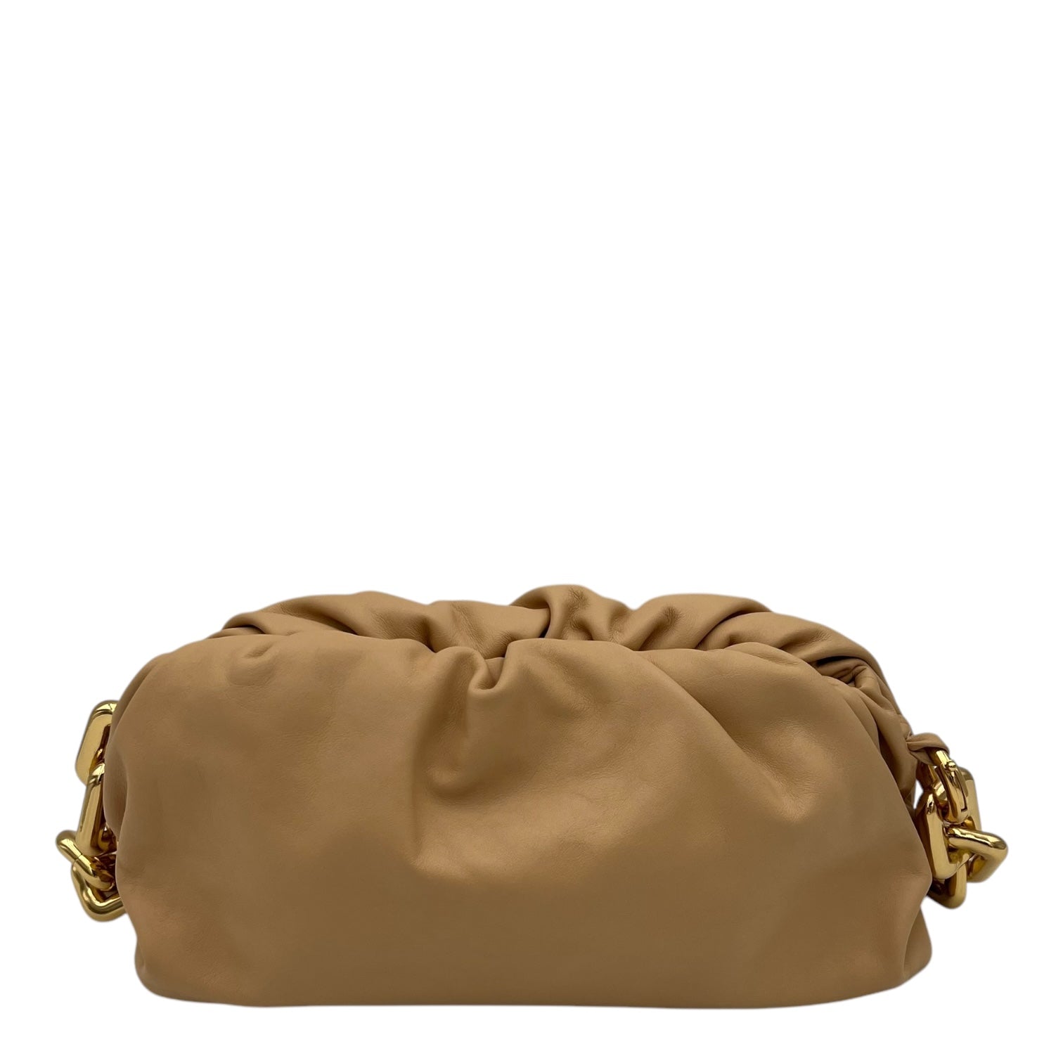 Chain Pouch Shoulder Bag Beige in Lambskin, Gold hardware