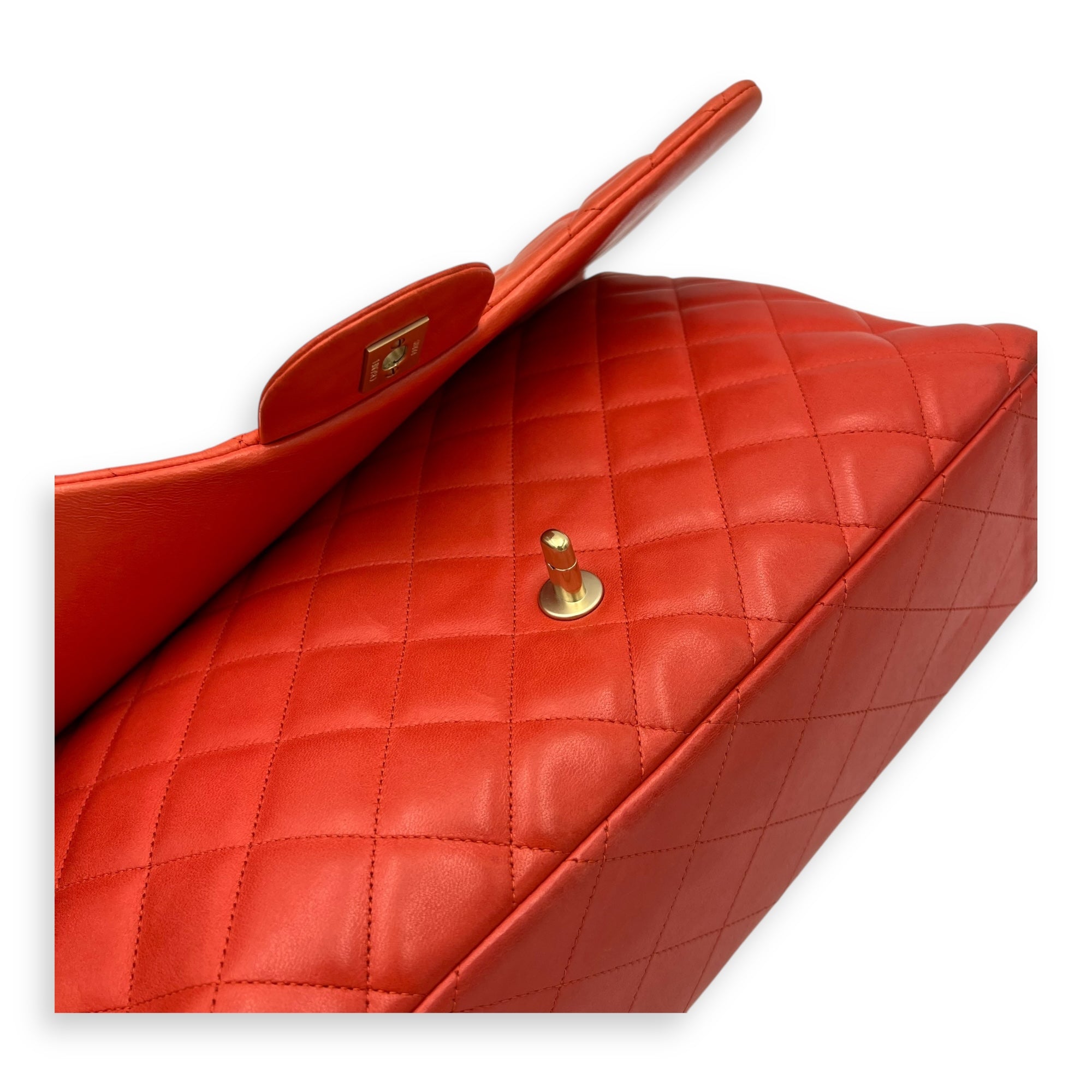 Classic Orange Shoulder Bag in Lambskin, Brushed Gold hardware - Image 10