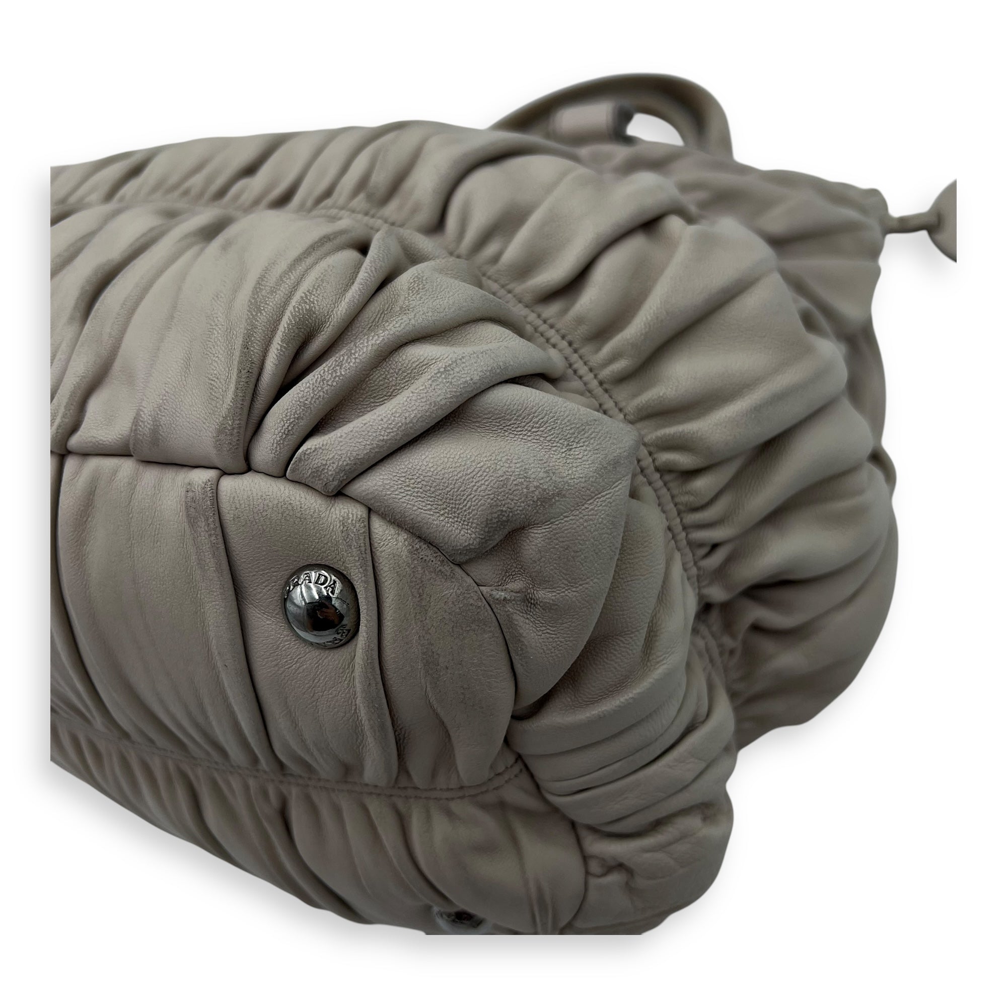 Gaufre White Top Handle Bag in Lambskin, Silver hardware - Image 13