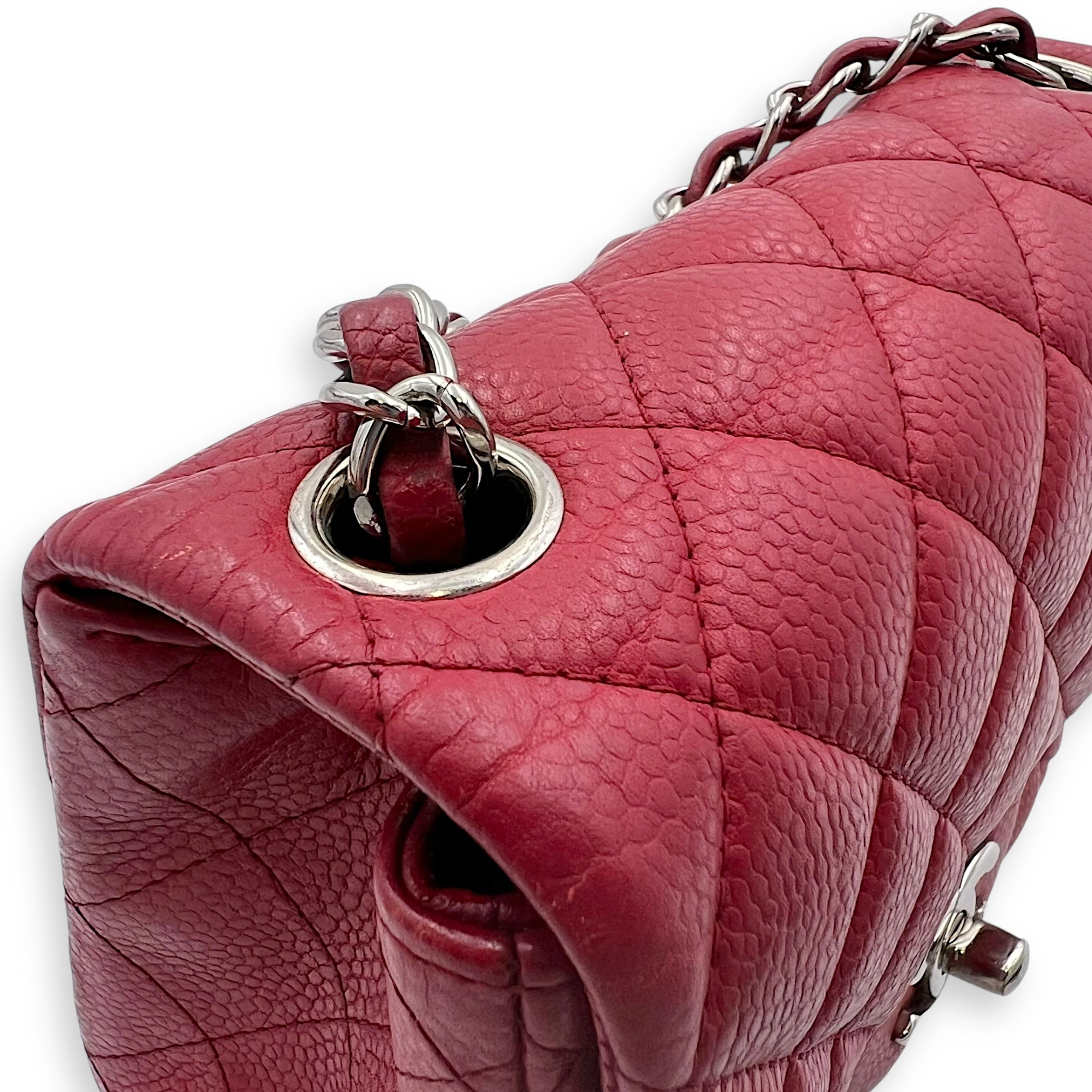 CC Mini Square Shoulder Bag Red in Caviar Leather, Silver hardware - Image 10