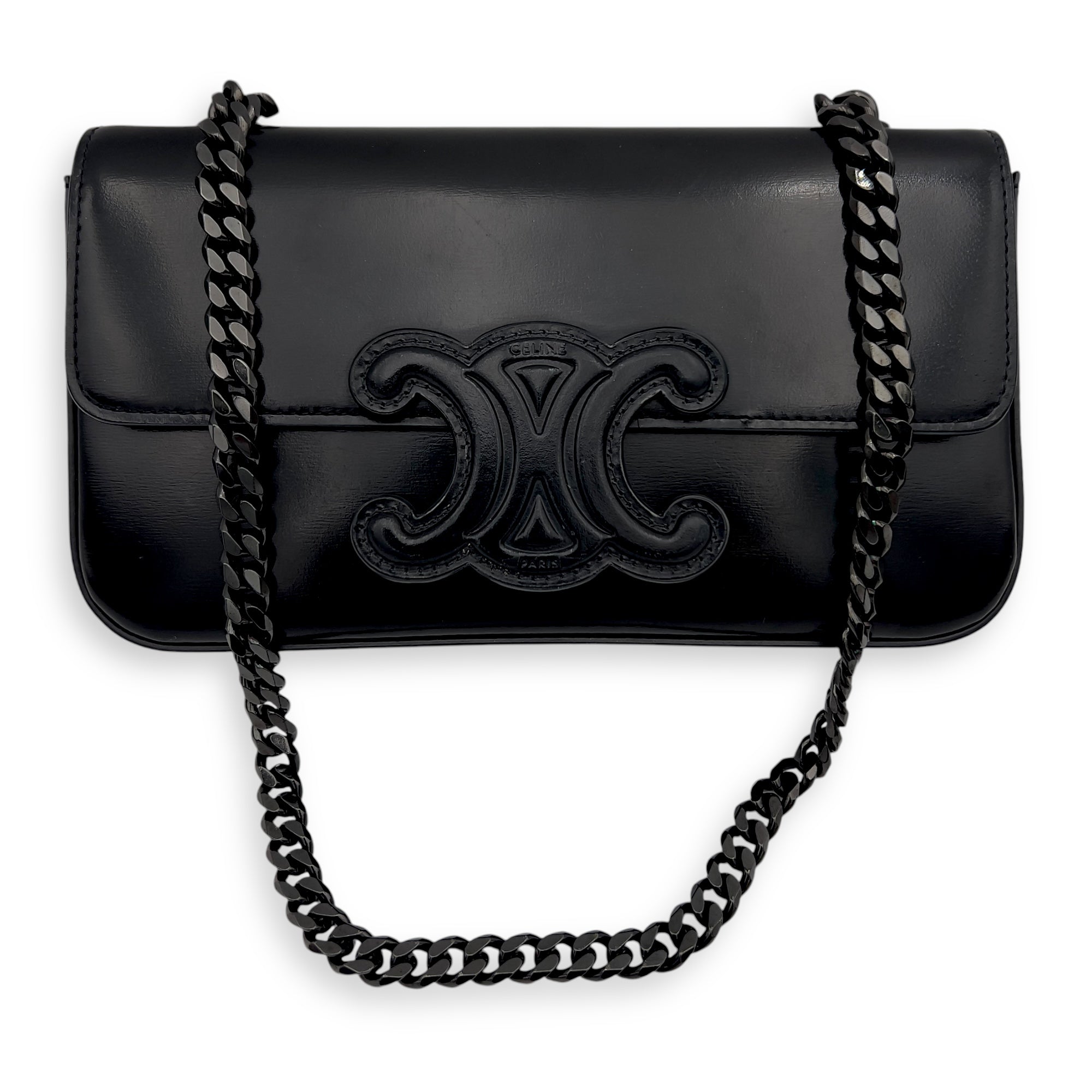 Triomphe Shoulder Bag Black in Calfskin, Lacquered Metal hardware - Image 11