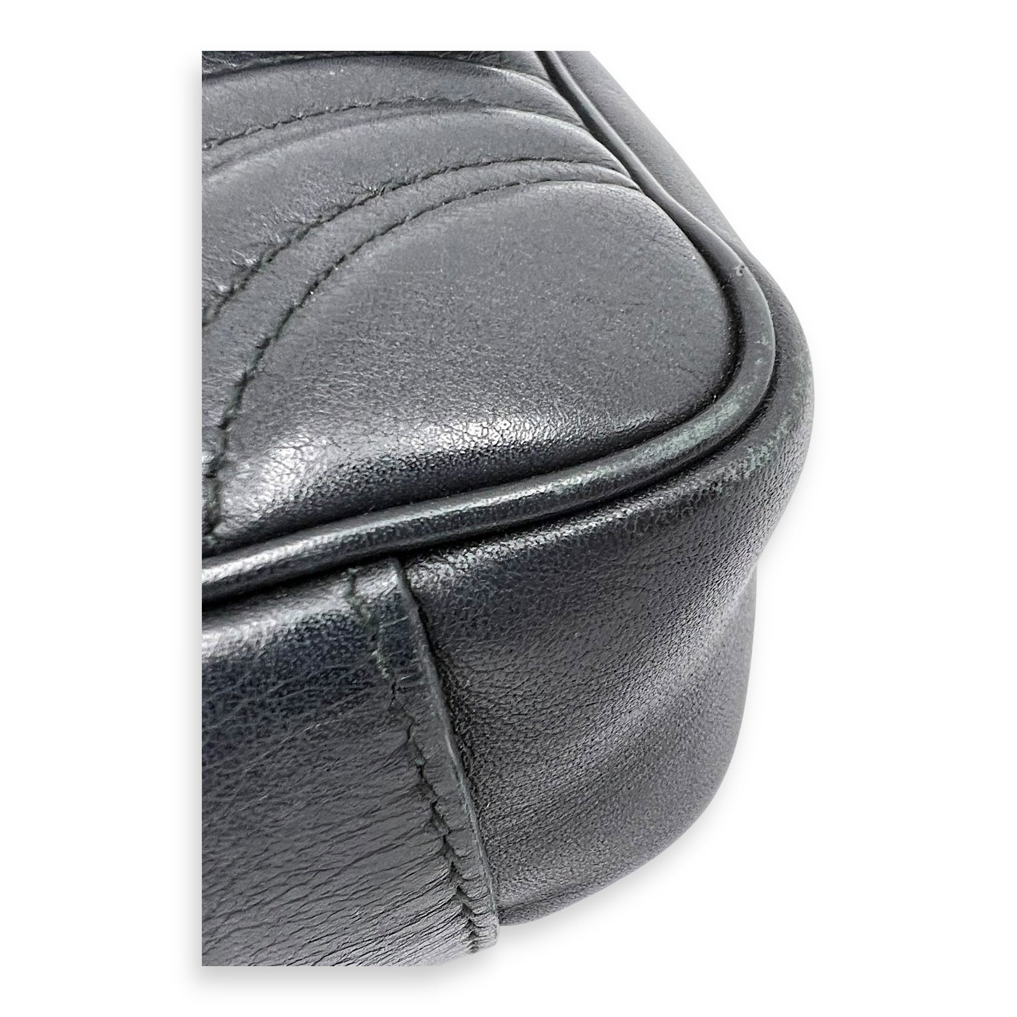 GG Marmont Mini Black Shoulder Bag in Calfskin, Gold hardware - Image 11