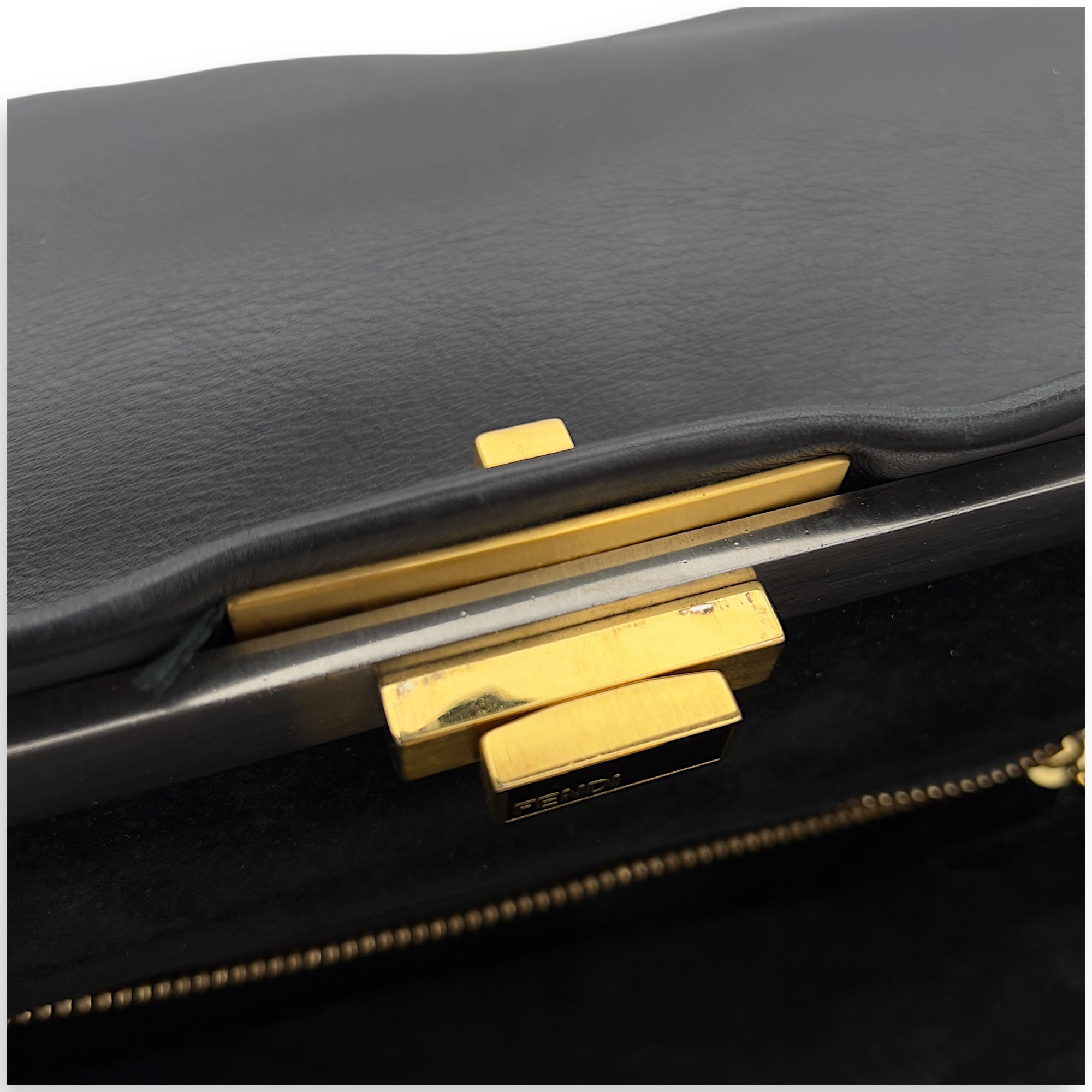 Peekaboo Top Handle Bag Black in Calfskin, Silver hardware - Image 11