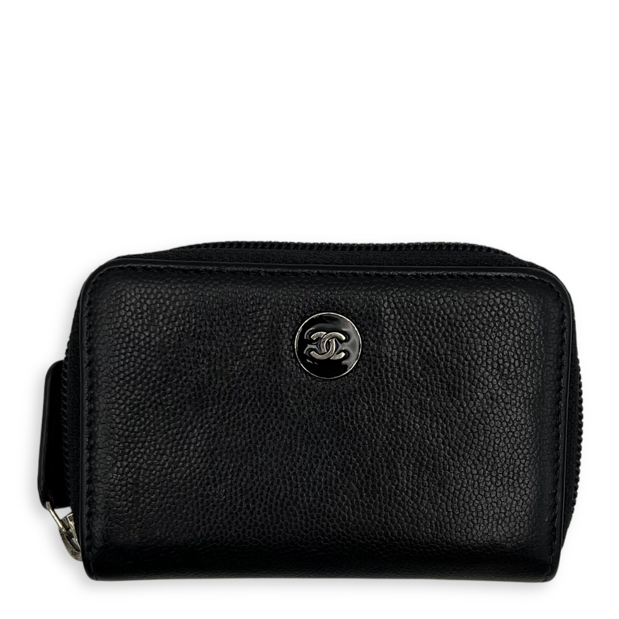 CC Wallet Black in Caviar Leather, Gold hardware