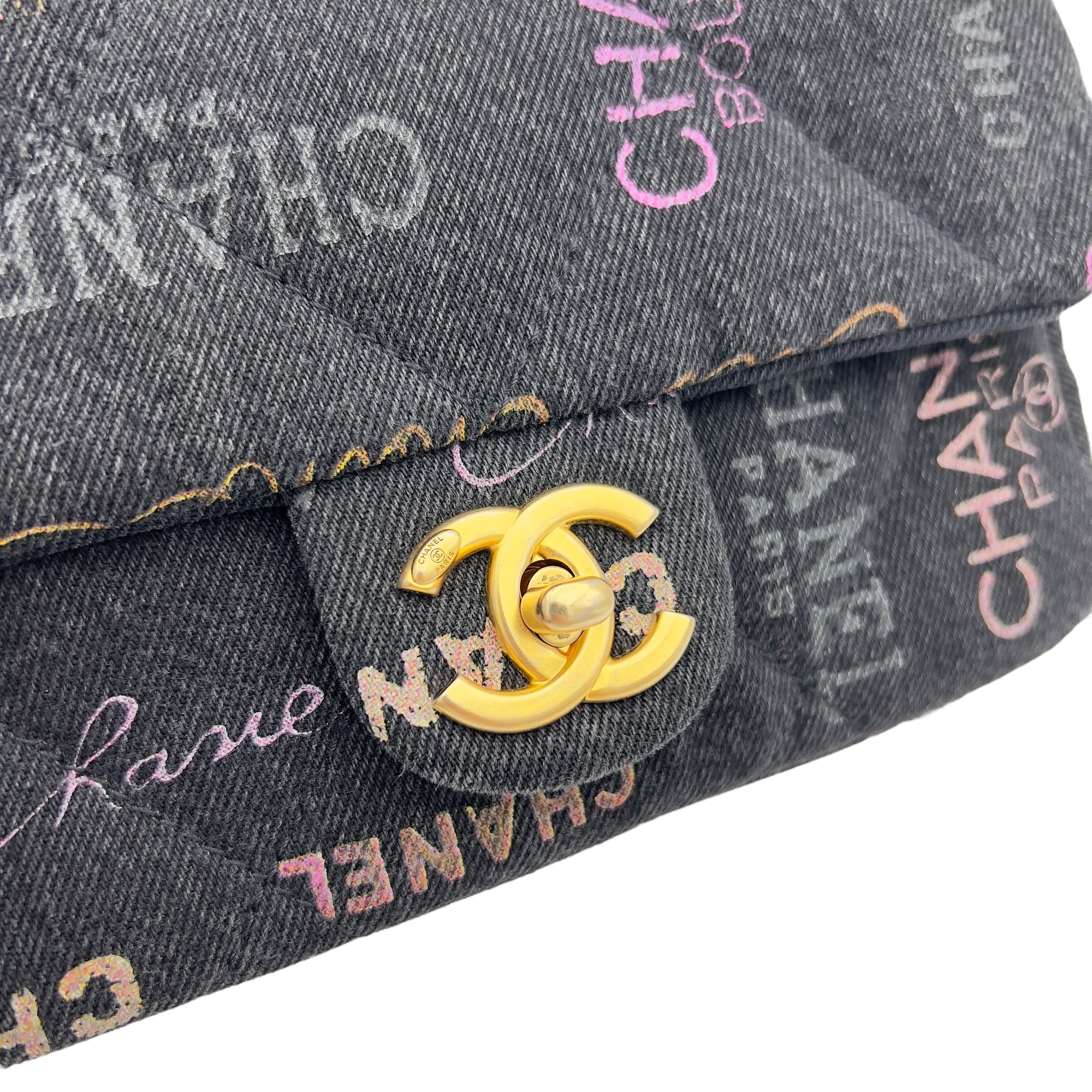 Mood Multi-colour Shoulder Bag in Denim, Gold hardware - Image 11