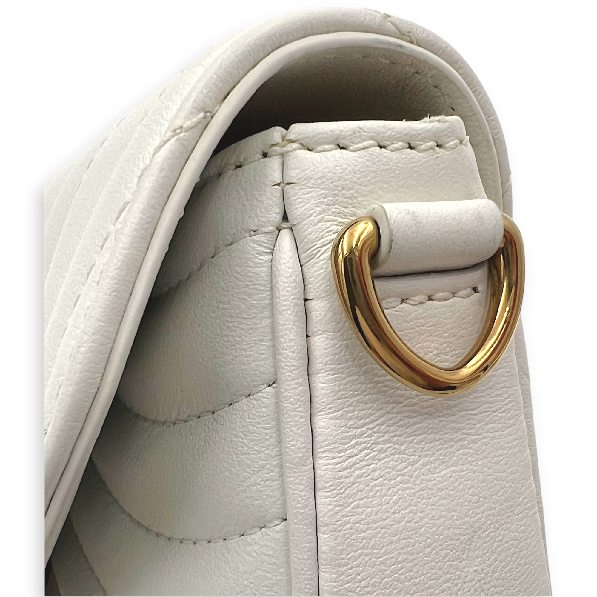 New Wave Crossbody Bag White in Calfskin, Gold hardware - Image 11