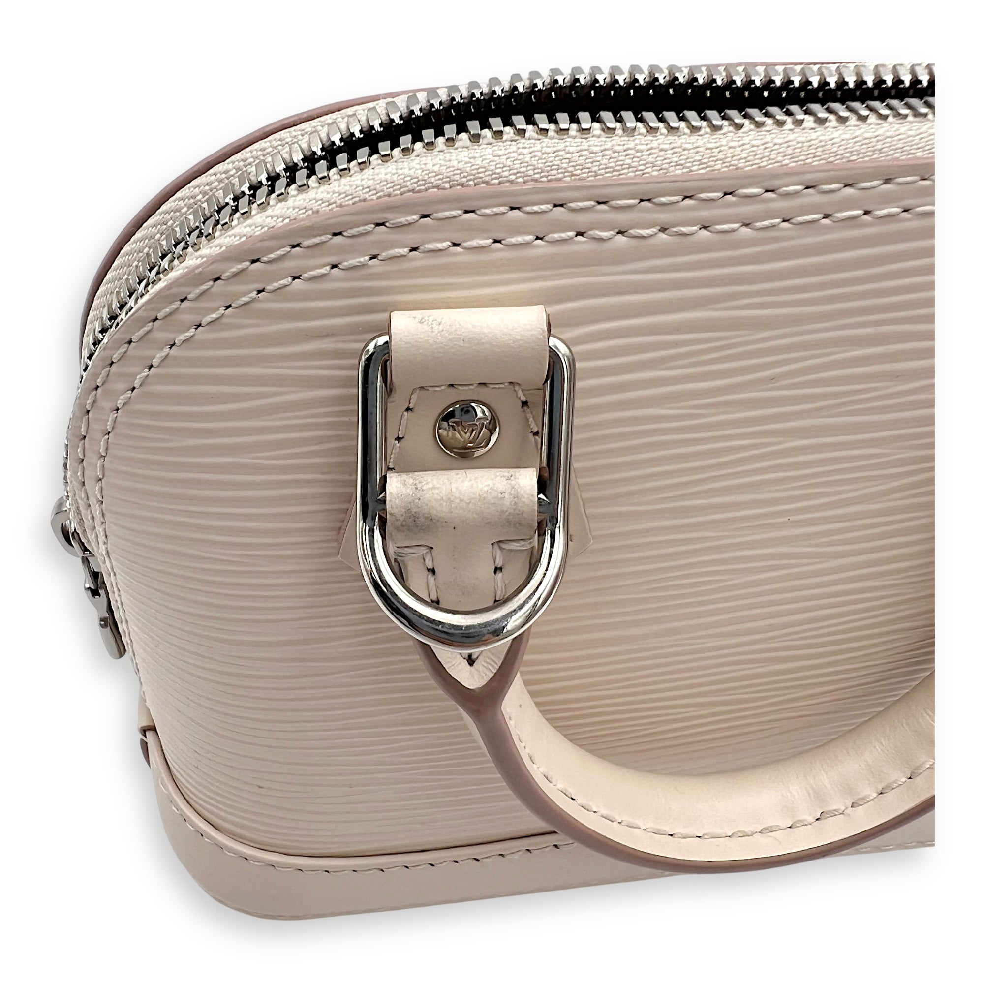 Alma Top Handle Bag Nano White in Epi Leather, Silver hardware - Image 9