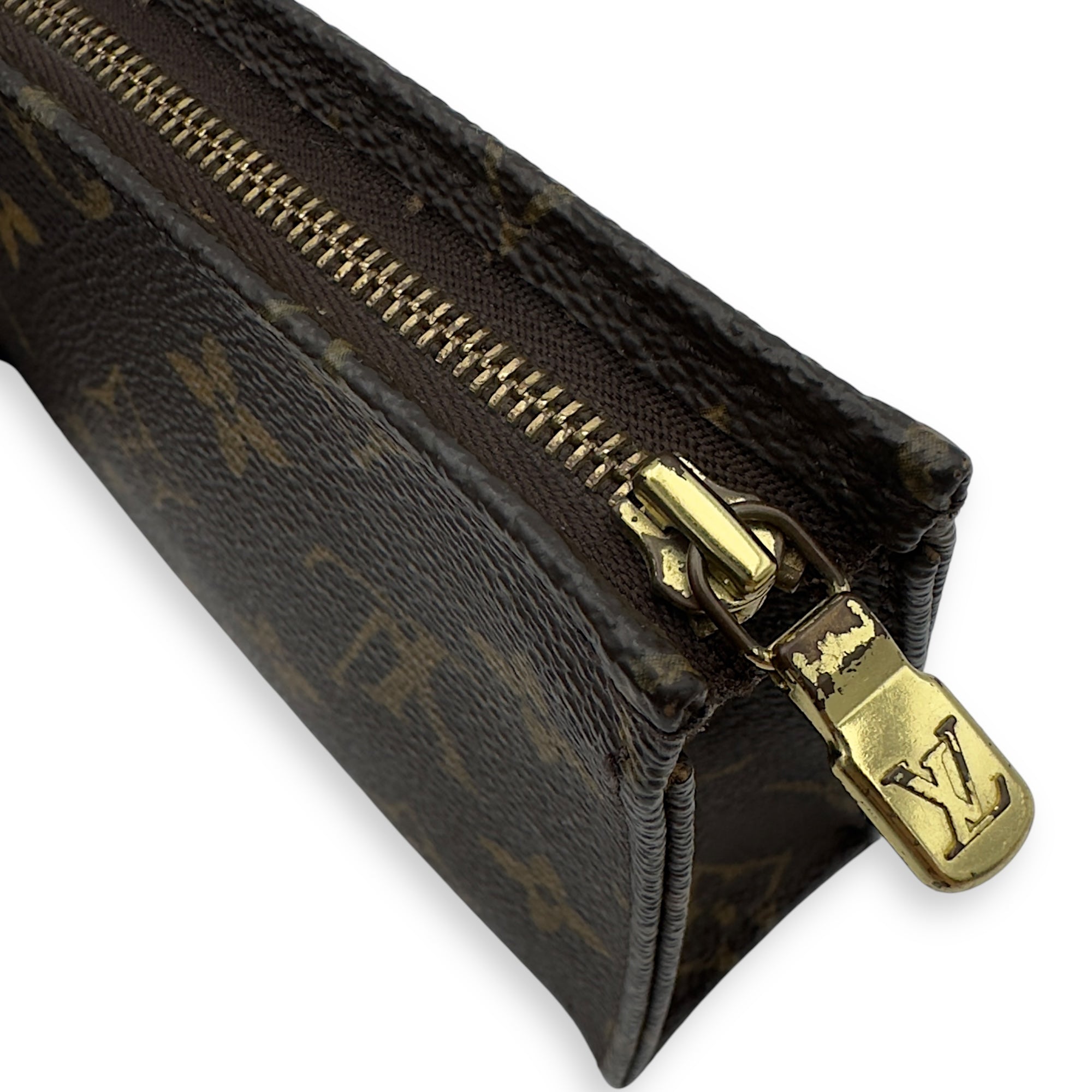 Pochette Pouch 15 Brown in Monogram Coated Canvas, Gold hardware - Image 14