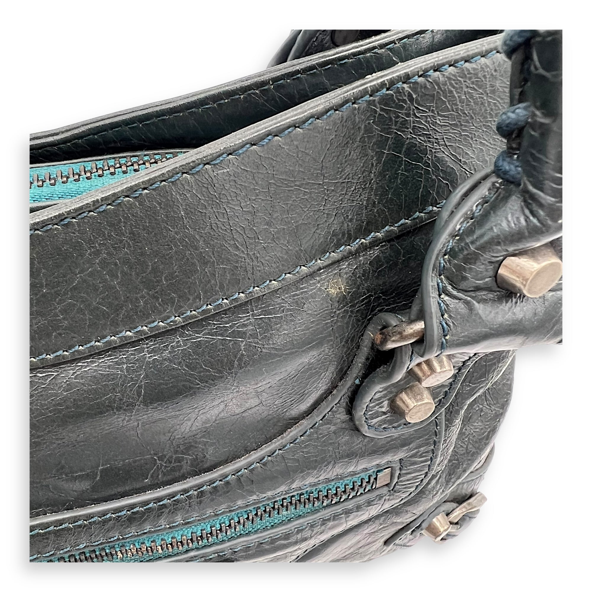 First Green Top Handle Bag in Calfskin, Silver hardware - Image 13