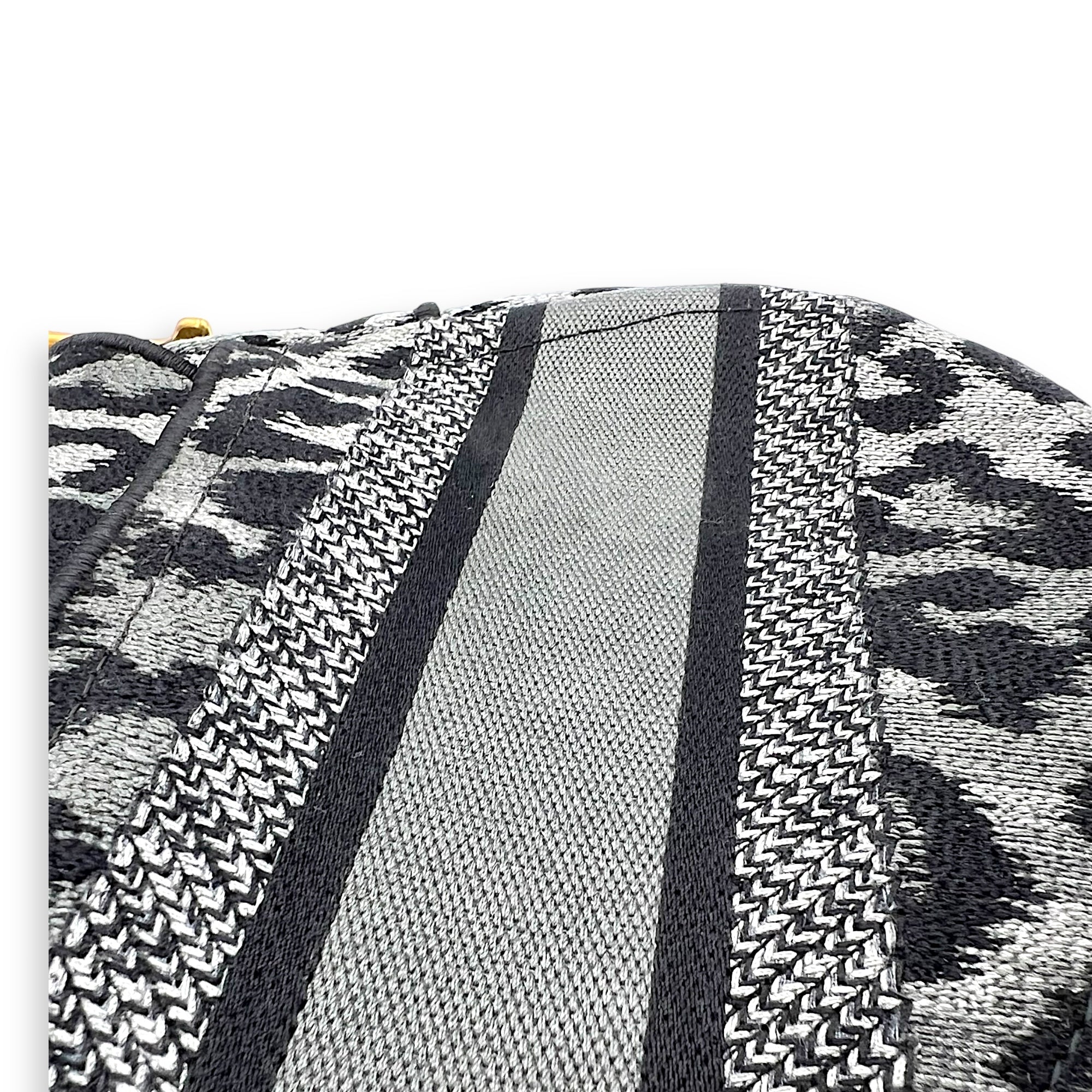 Saddle Grey Shoulder Bag in Jacquard, Gold hardware - Image 12