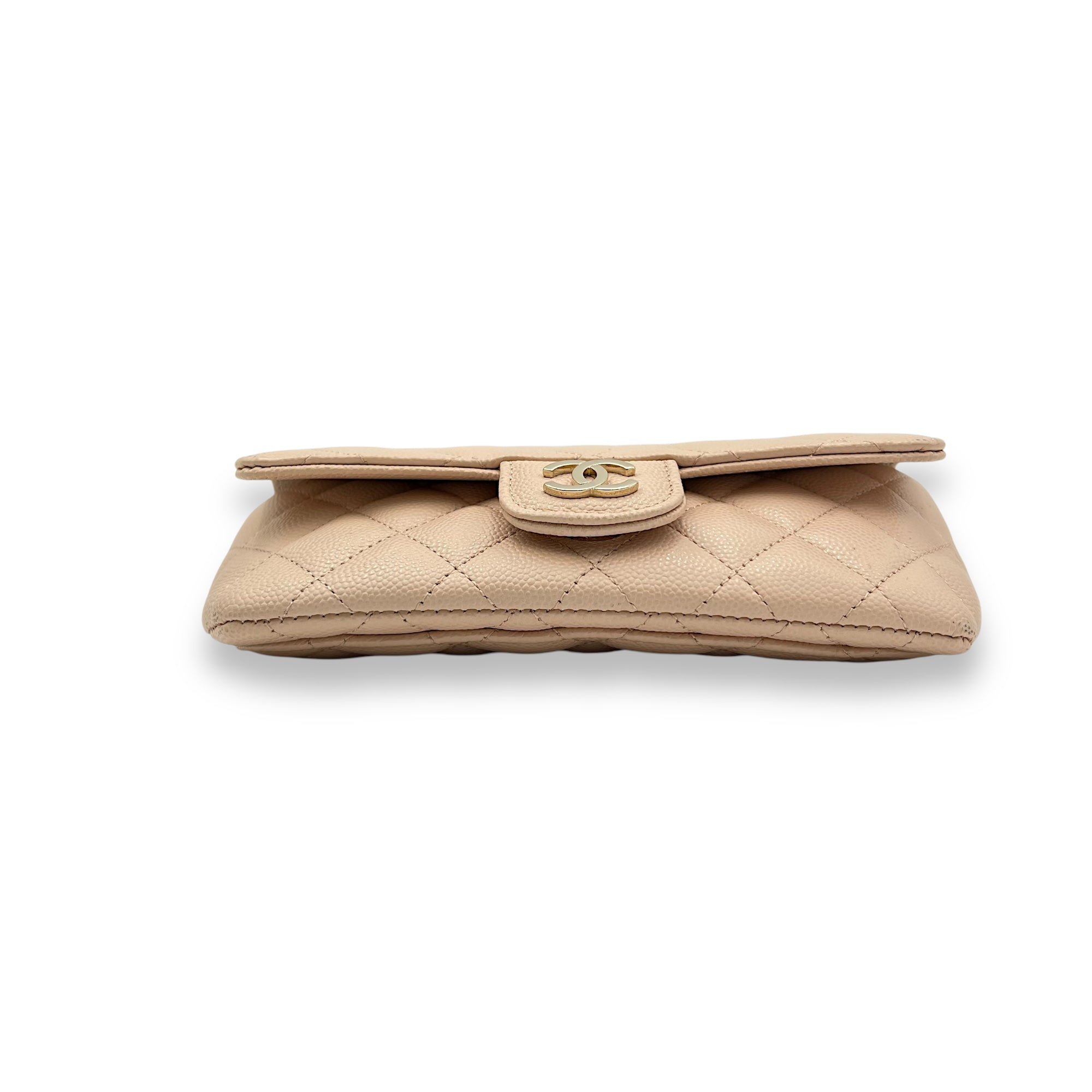 Sunglasses Case Crossbody Bag Beige in Caviar Leather, Light Gold hardware - Image 6