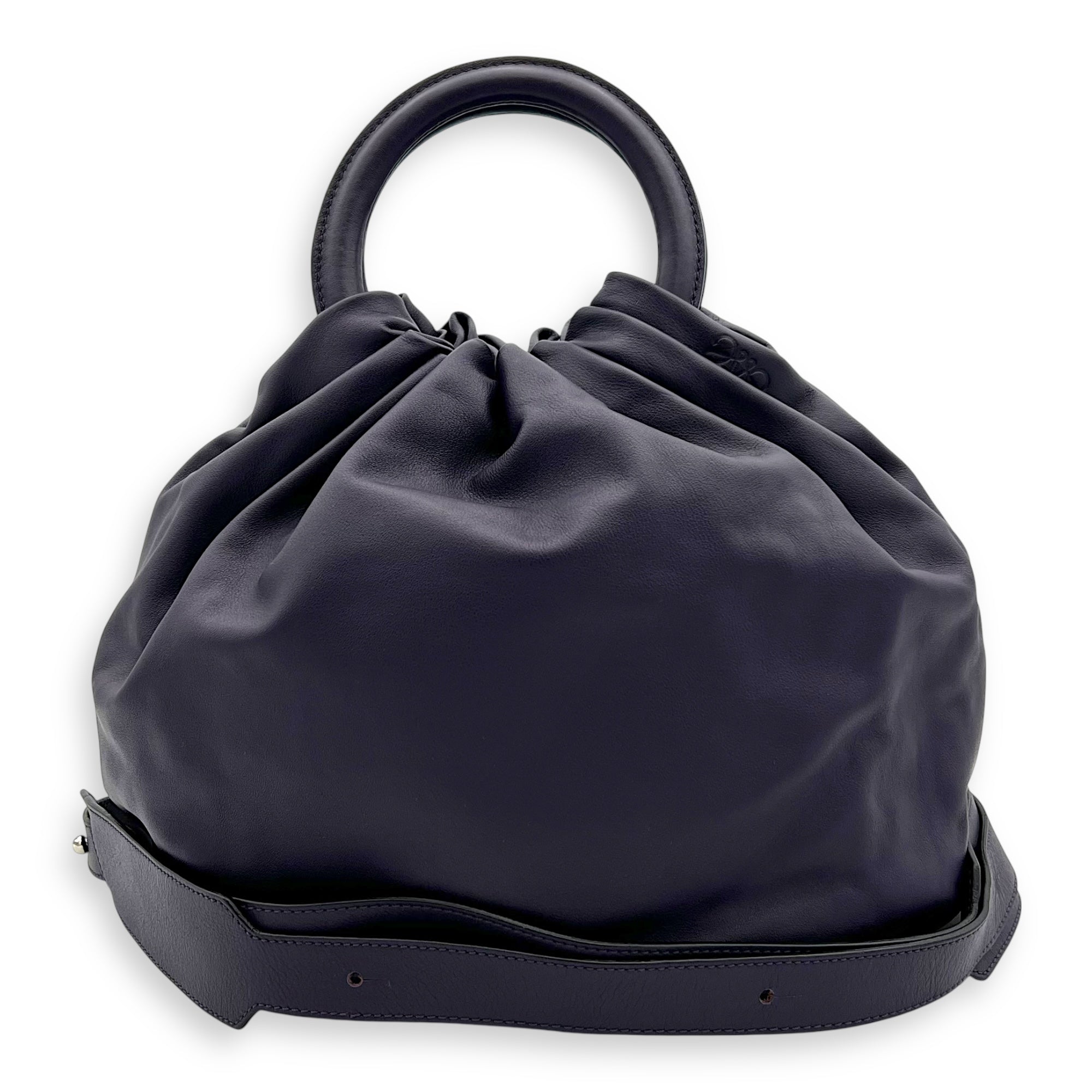 Bounce Top Handle Bag Purple in Calfskin, Silver hardware - Image 13