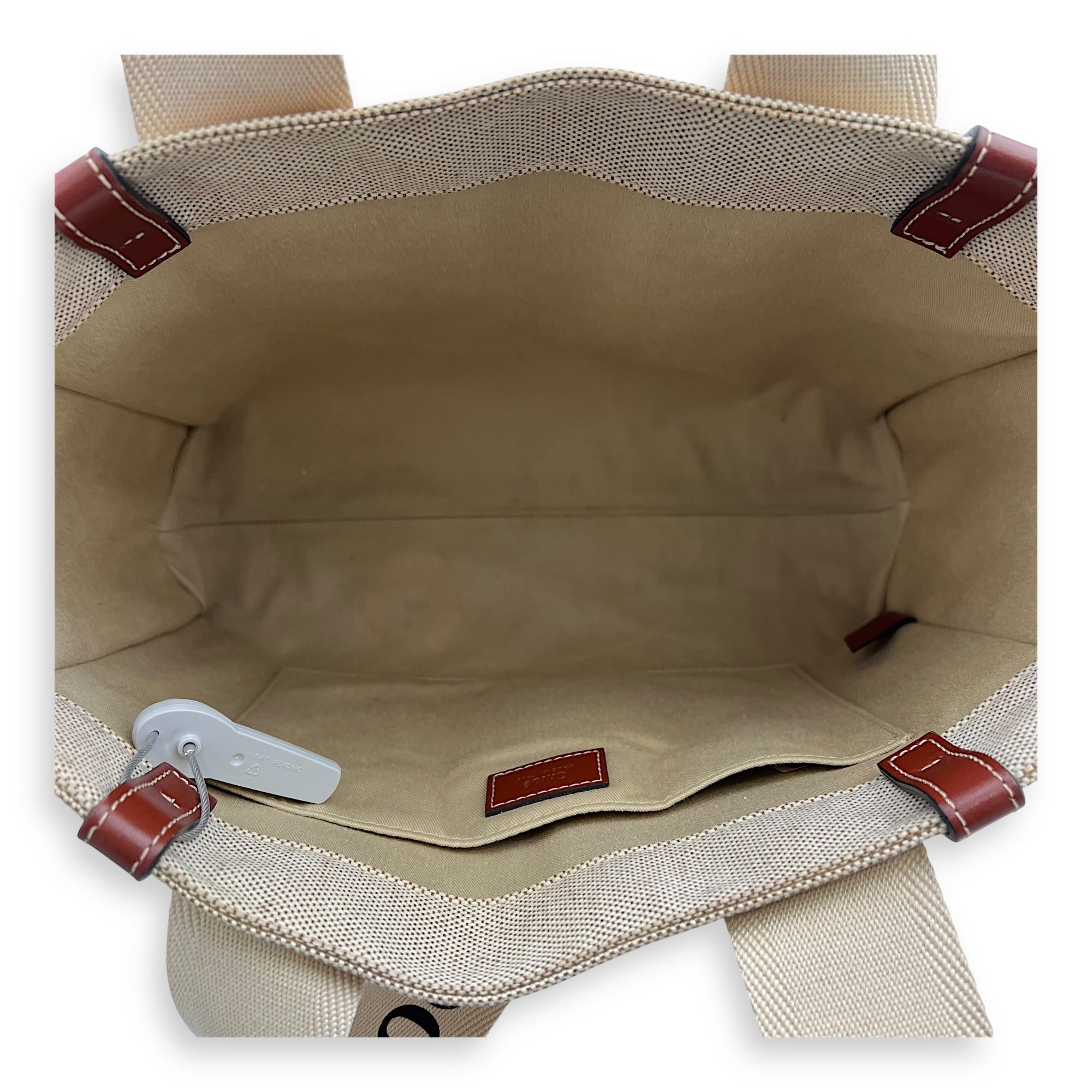 Woody Medium Beige Tote Bag in Canvas - Image 7