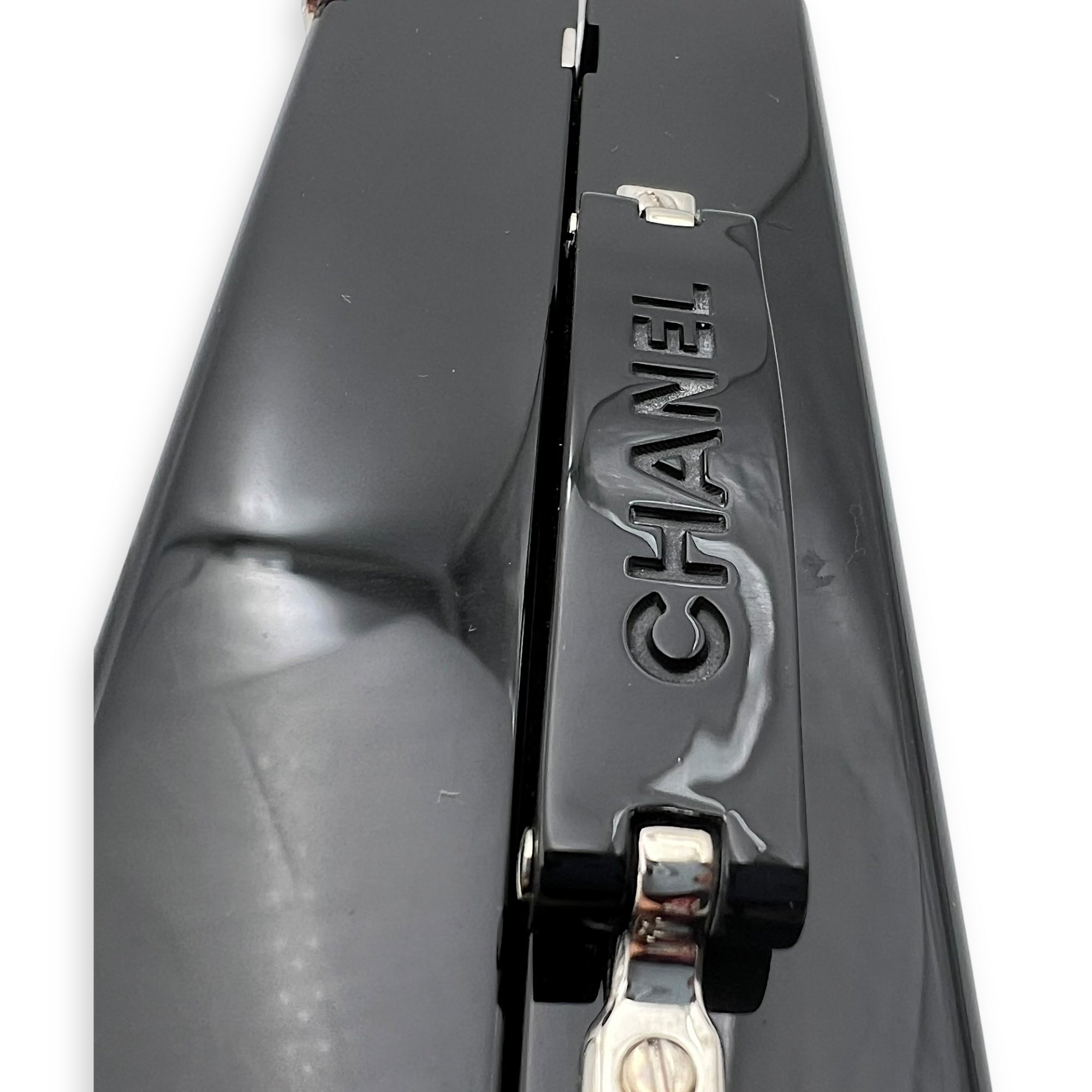 Minaudiere Trolley Black Clutch in, Silver hardware - Image 13