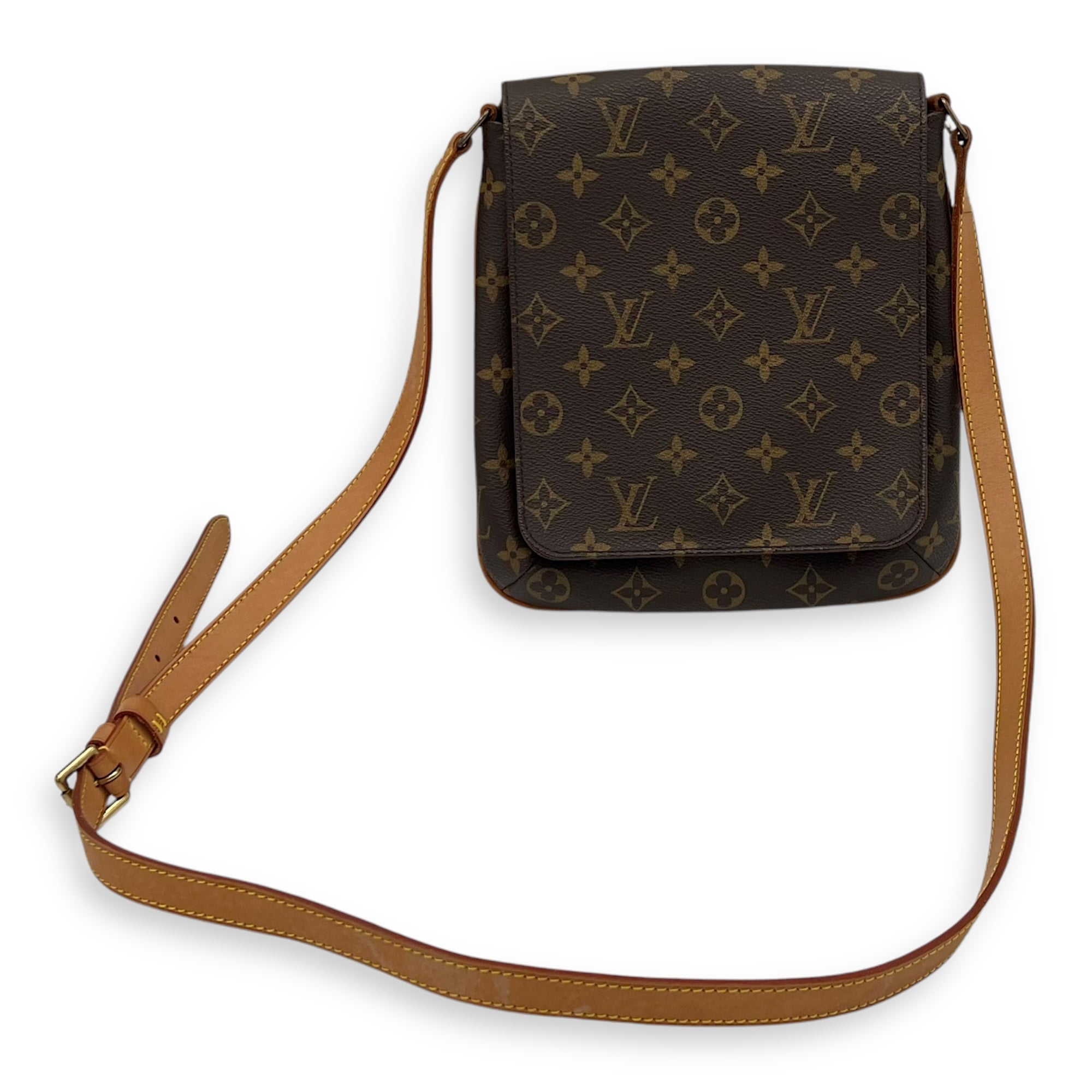 Musette Salsa Crossbody Bag Brown in Monogram Coated Canvas, Gold hardware - Image 14