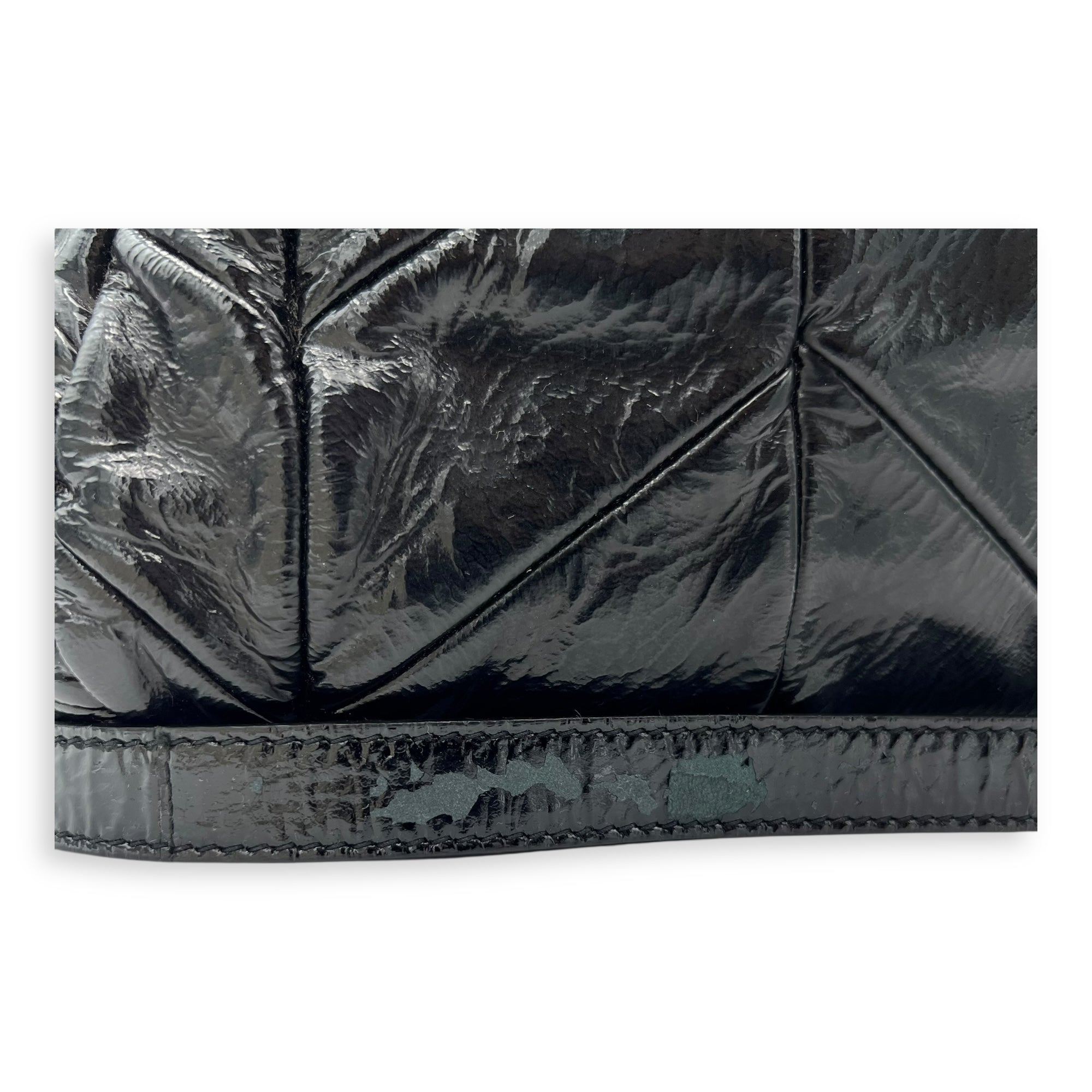 Quilted Top Handle Bag Black in Glazed Calfskin, Silver hardware - Image 14
