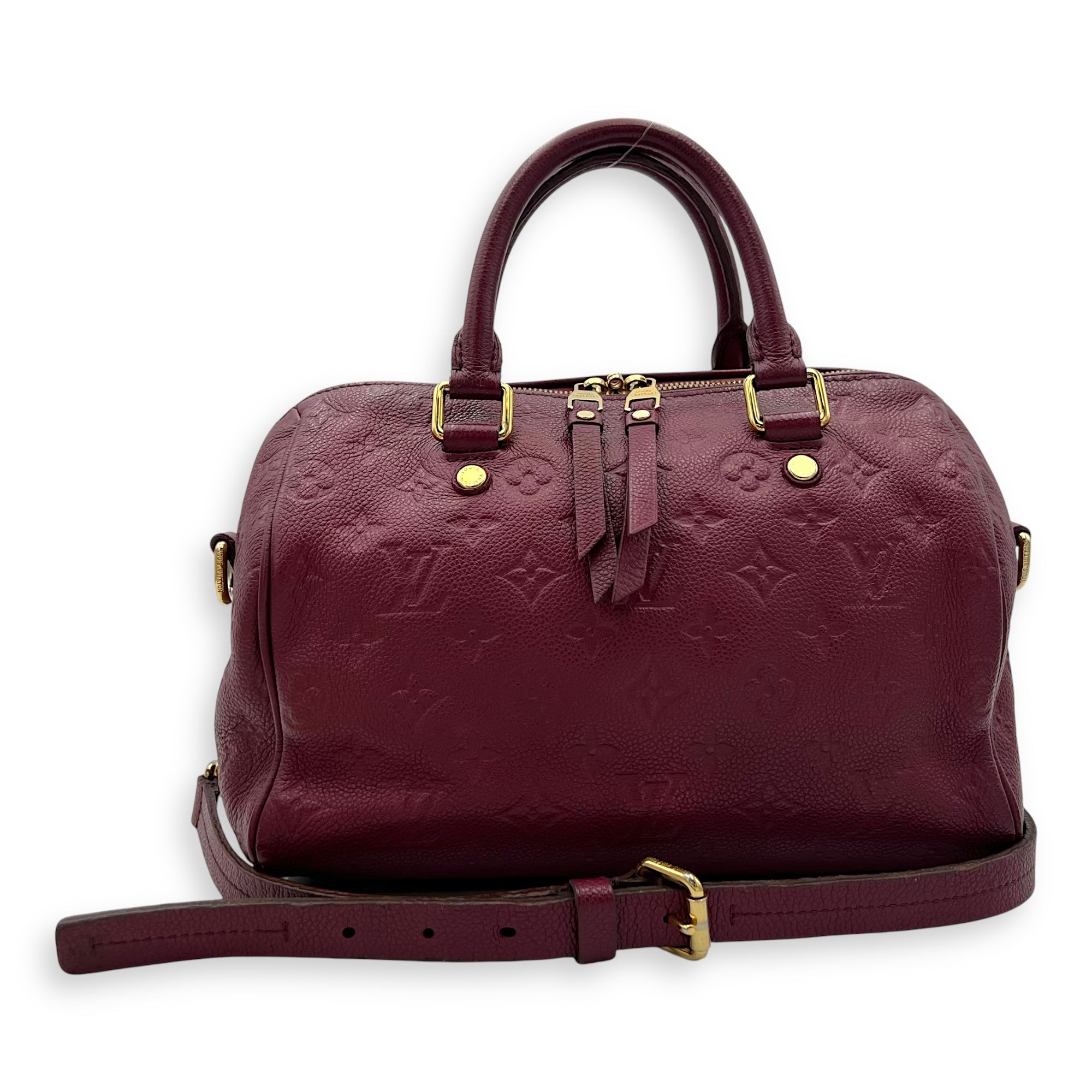 Speedy Bandouliere Top Handle Bag 25 Red in Empreinte Leather, Gold hardware - Image 14
