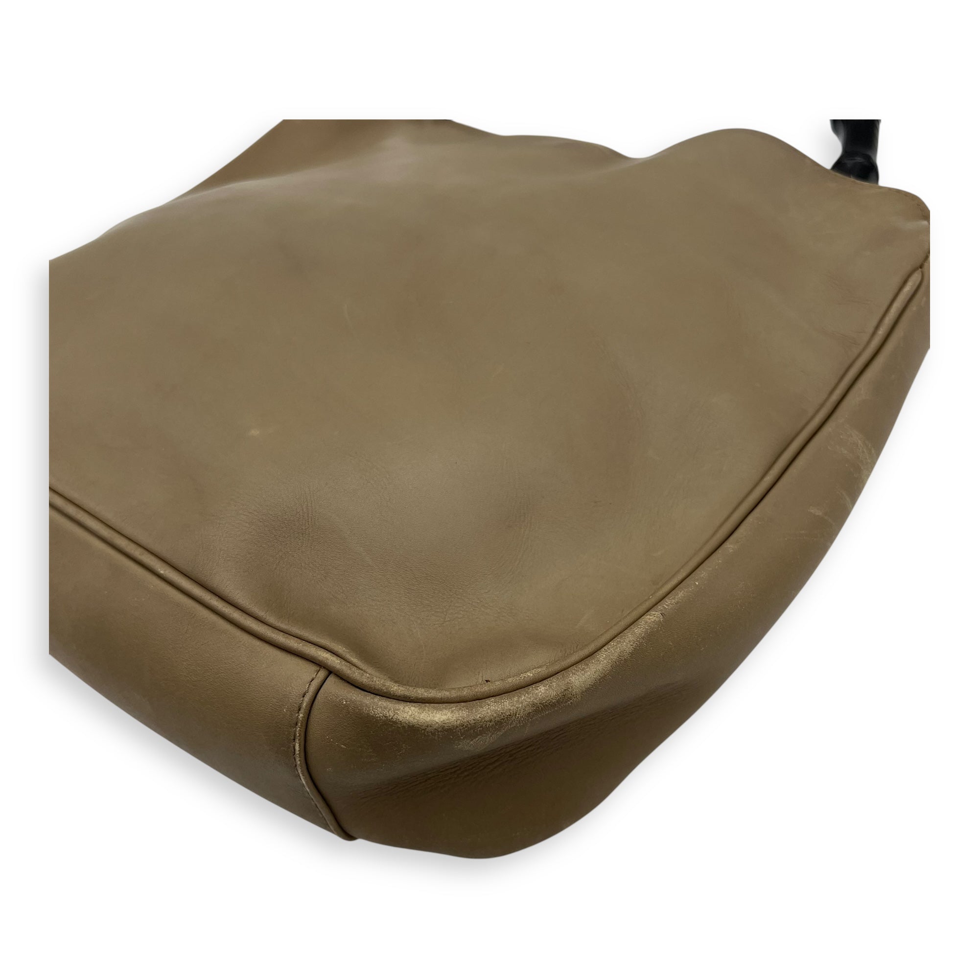 Bamboo Top Handle Bag Beige in Calfskin, Silver hardware - Image 13