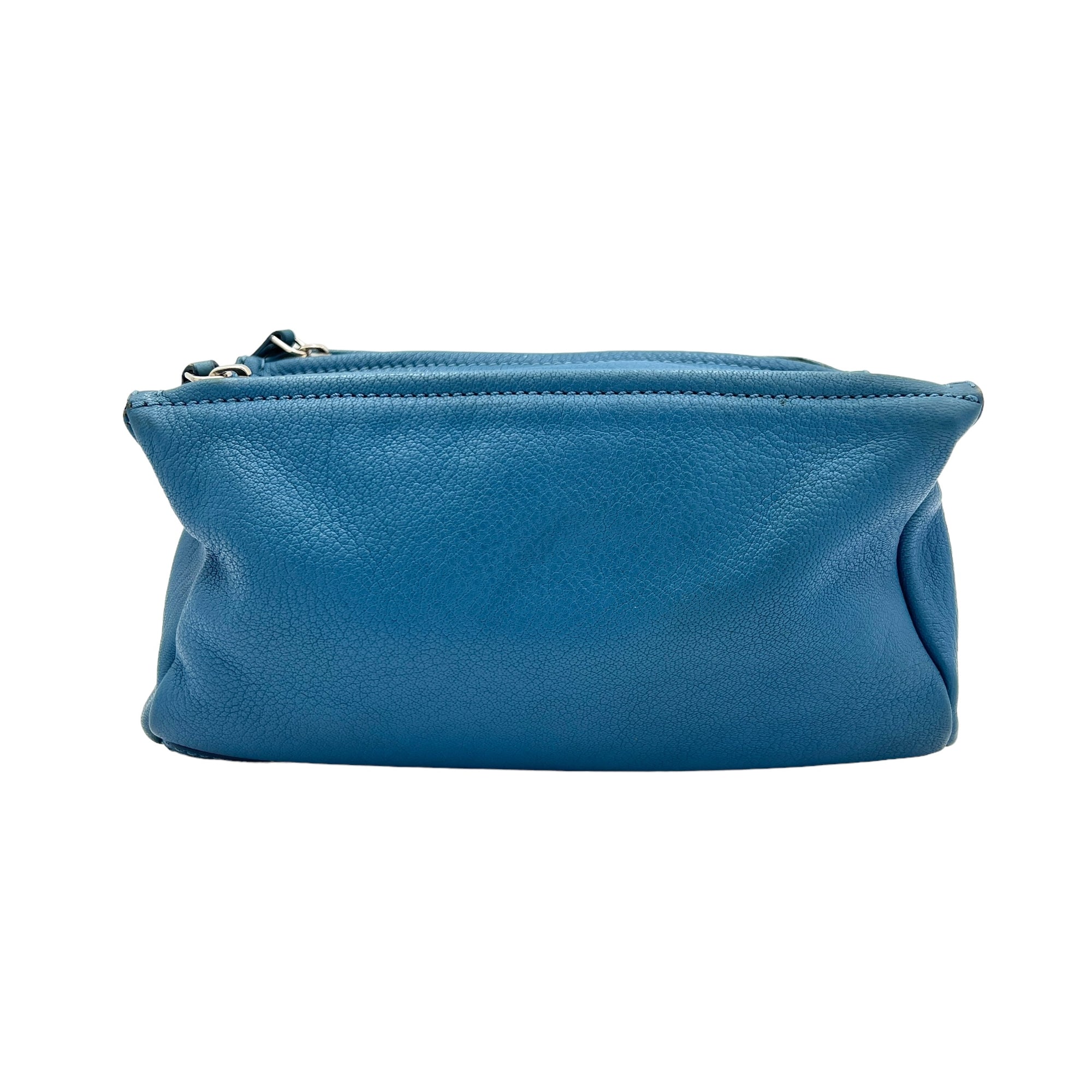 Pandora Crossbody Bag Mini Blue in Calfskin , Silver Hardware - Image 6