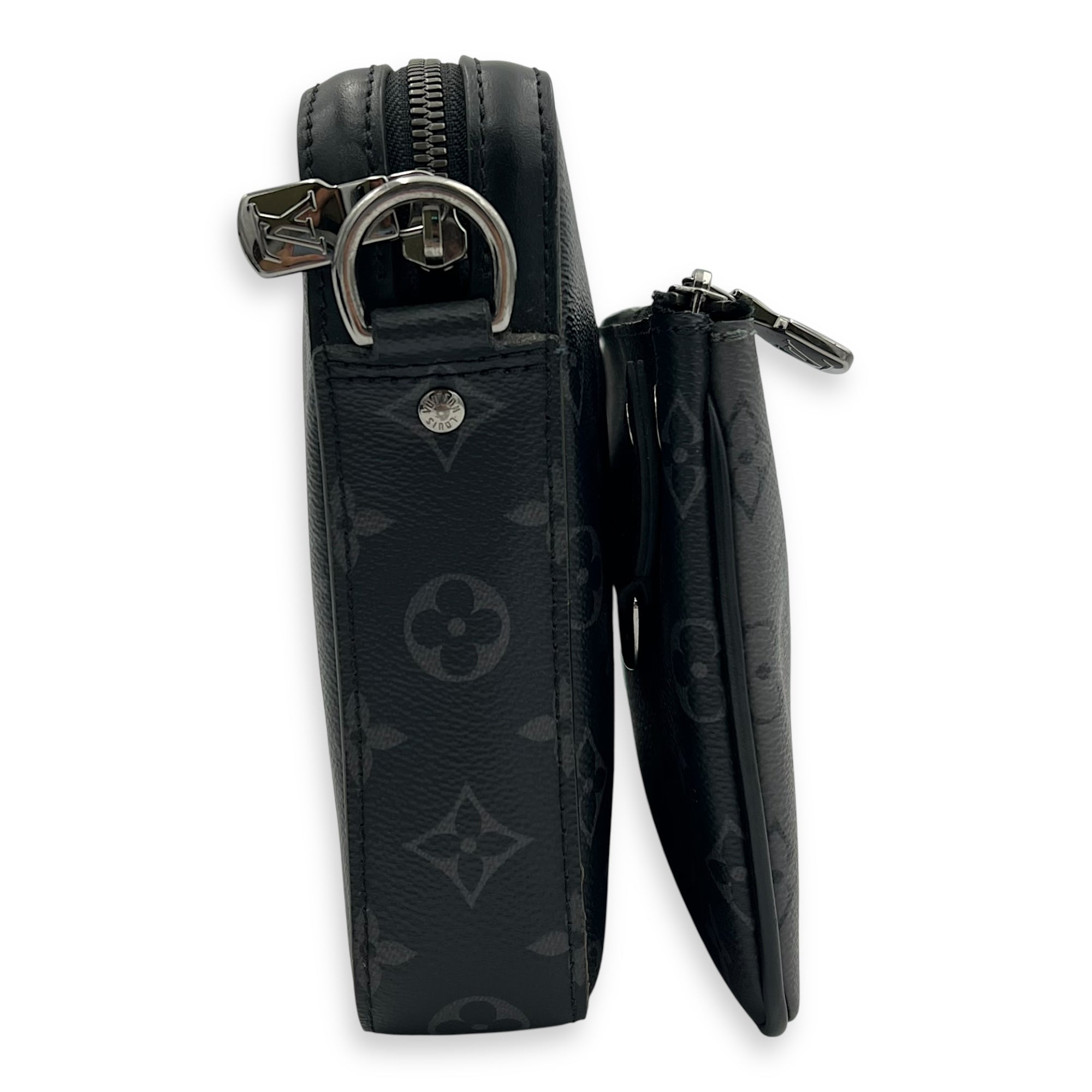 Trio Messenger Grey in Monogram Coated Canvas, Silver hardware - Image 4