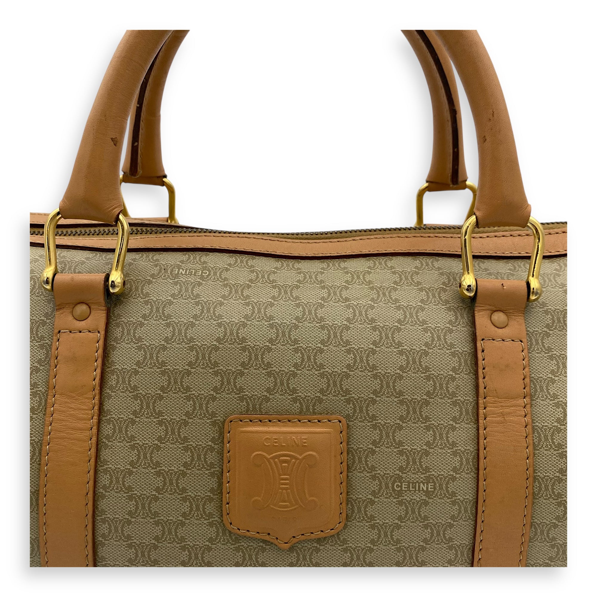 Macadam Top Handle Bag Beige in Coated Canvas, Gold hardware - Image 10