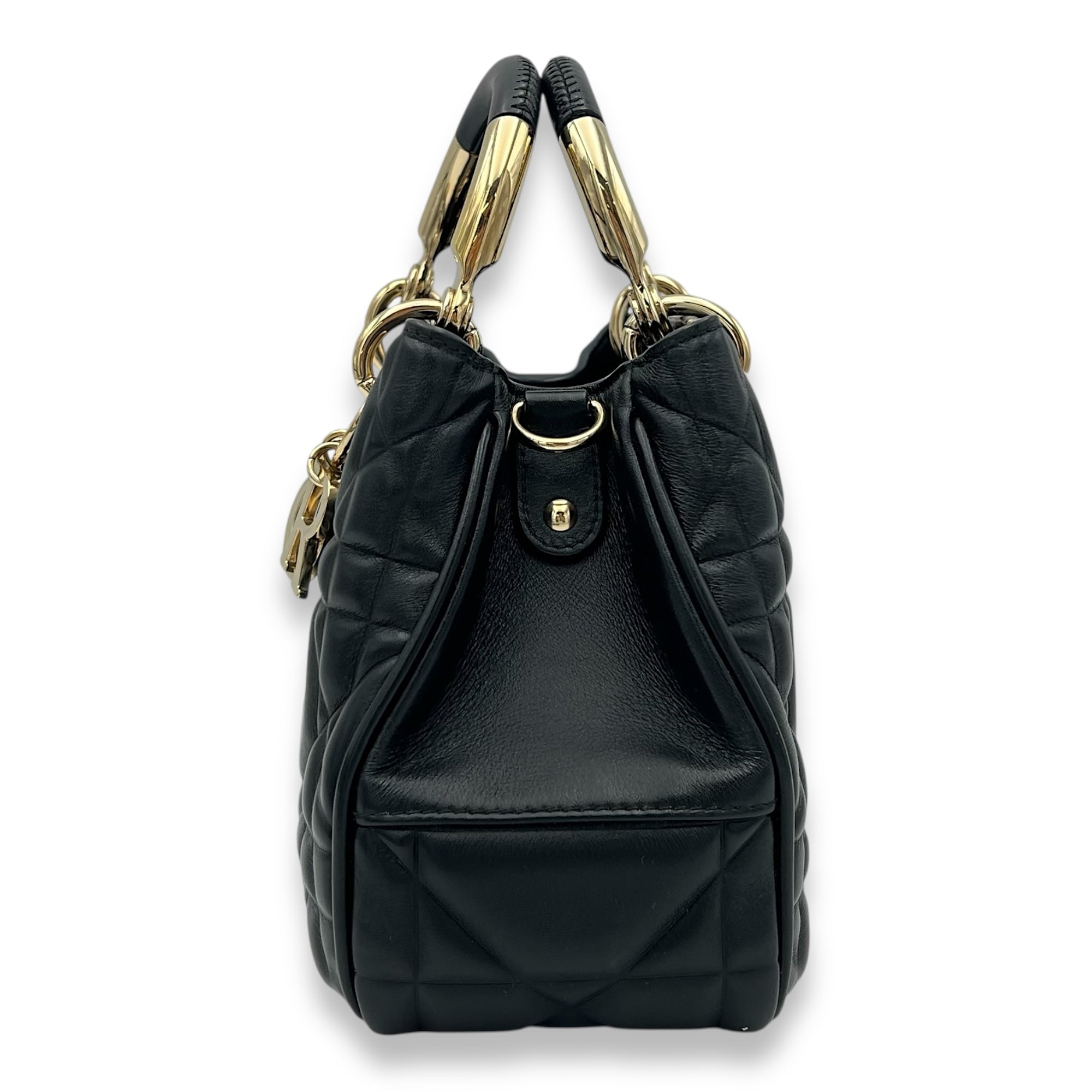 95.22 Black Top Handle Bag in Calfskin, Gold hardware - Image 5