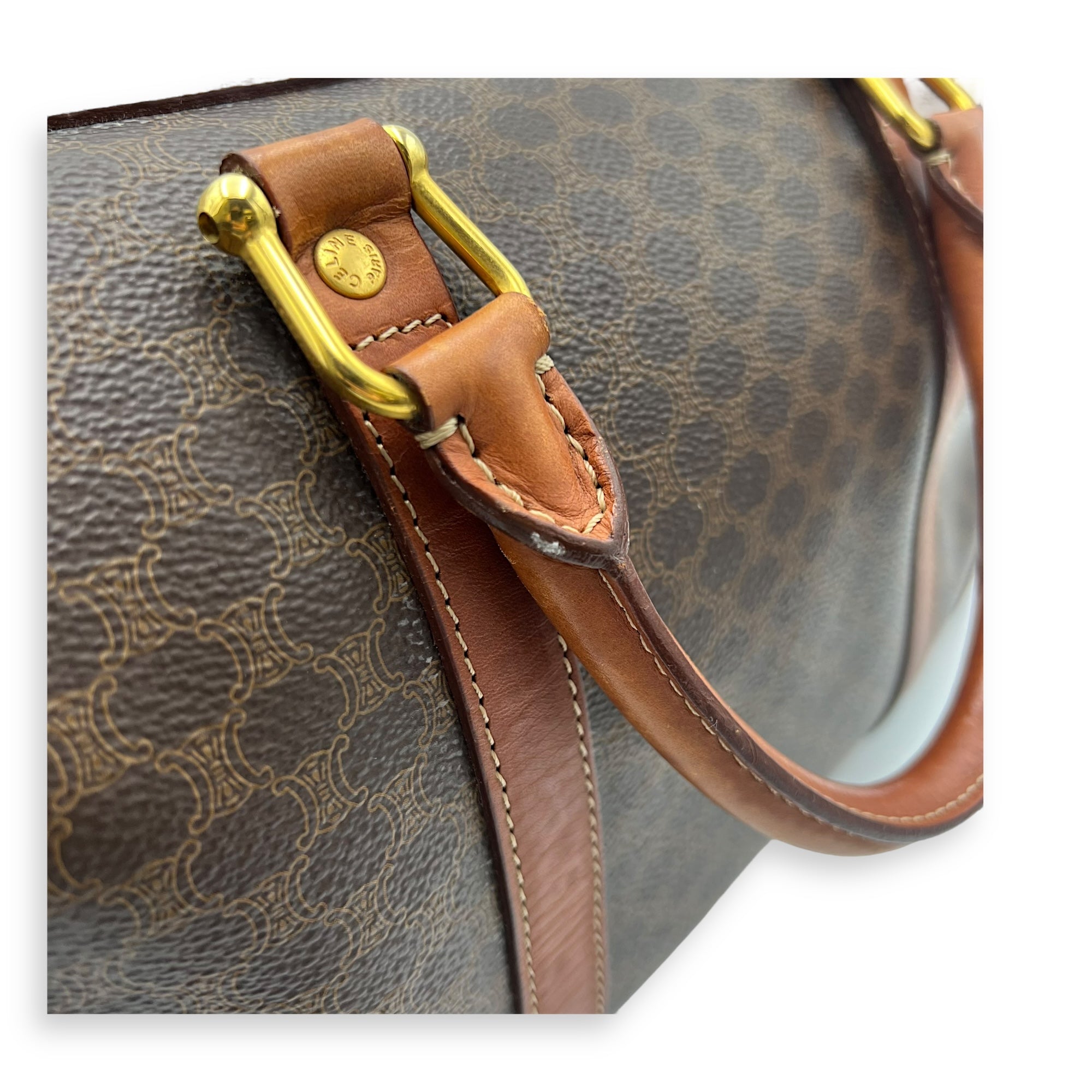 Macadam Top Handle Bag Brown in Coated Canvas, Gold hardware - Image 15