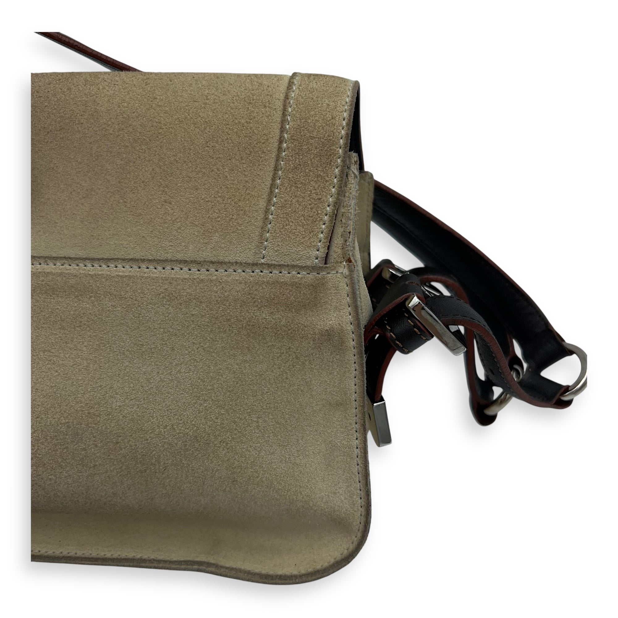 Anagram Shoulder Bag Brown in Suede Leather, Silver hardware - Image 13