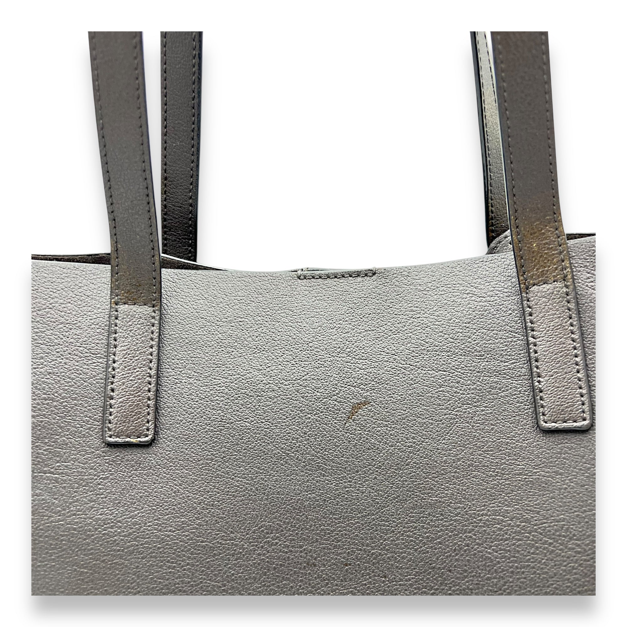 East West Shopping Fringe Tote Bag Grey in Calfskin, Silver hardware - Image 13