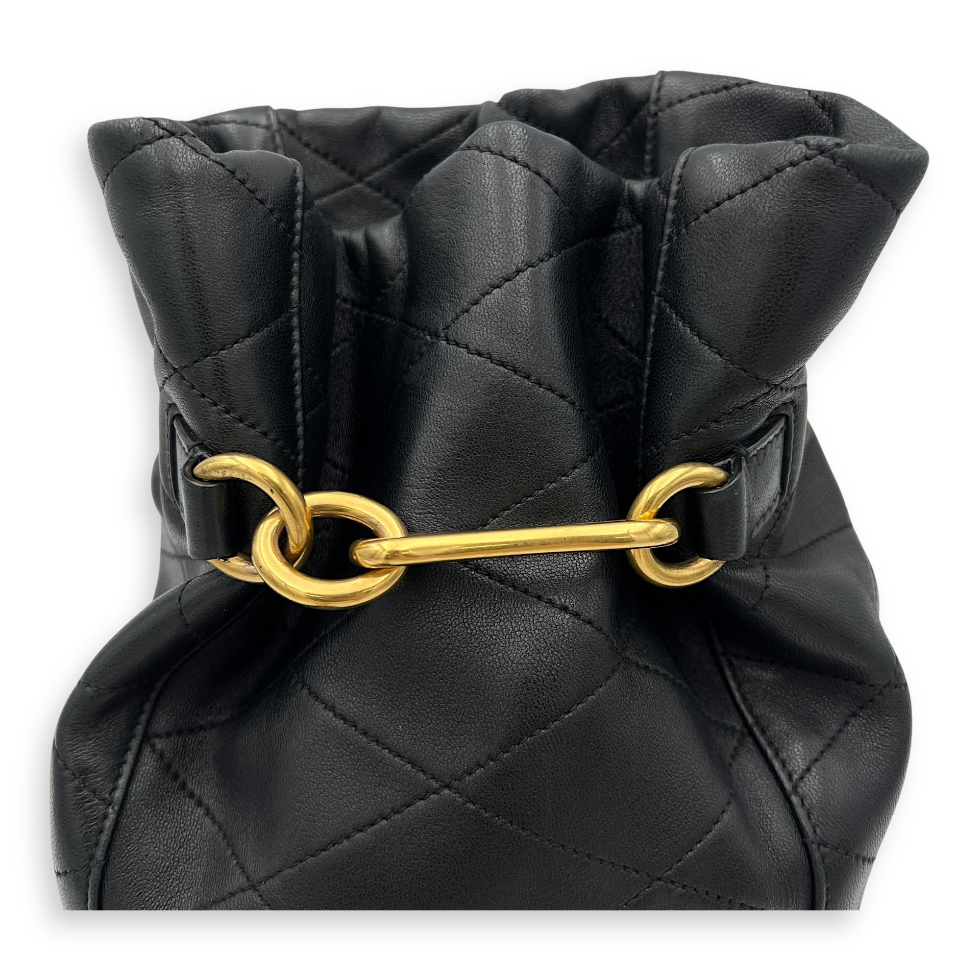 Le Mallion Bucket Bag Black in Lambskin, Gold hardware - Image 10