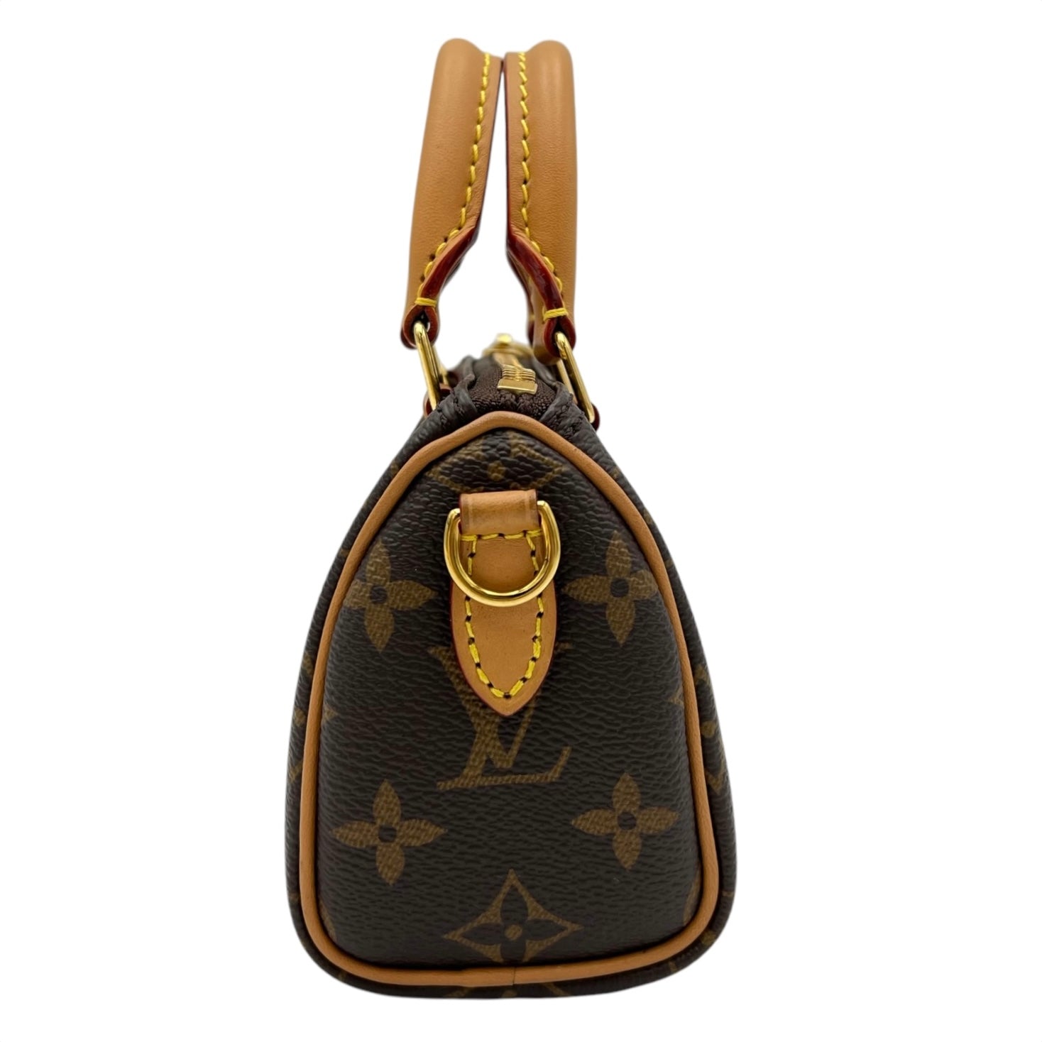 Speedy Crossbody Bag Nano Brown in Monogram Coated Canvas, Gold hardware - Image 5