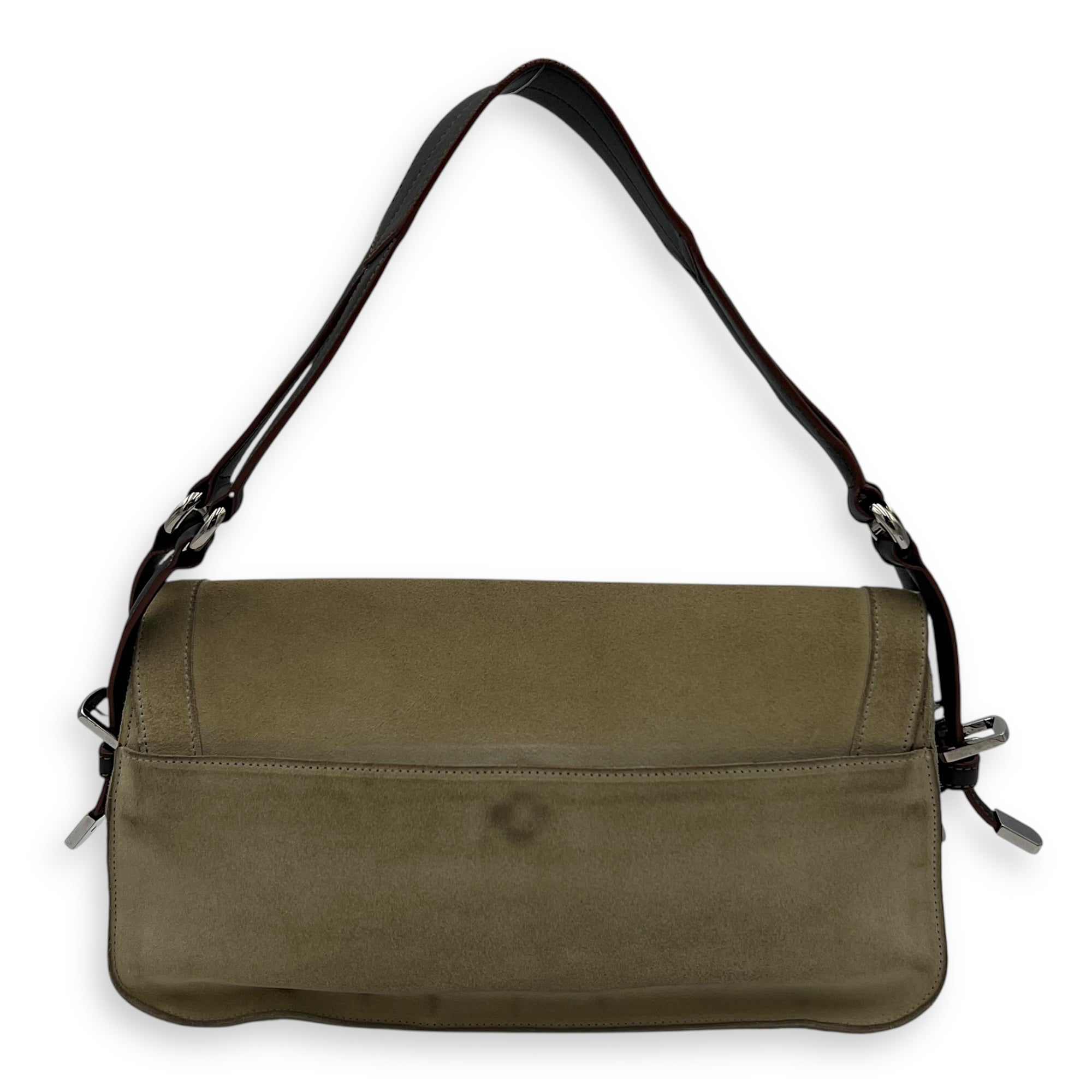 Anagram Shoulder Bag Brown in Suede Leather, Silver hardware - Image 3