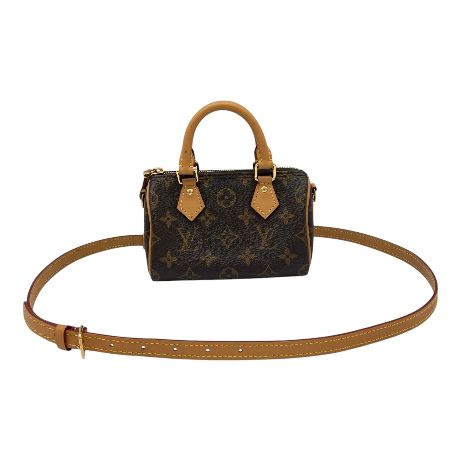 Speedy Crossbody Bag Nano Brown in Monogram Coated Canvas, Gold hardware - Image 8