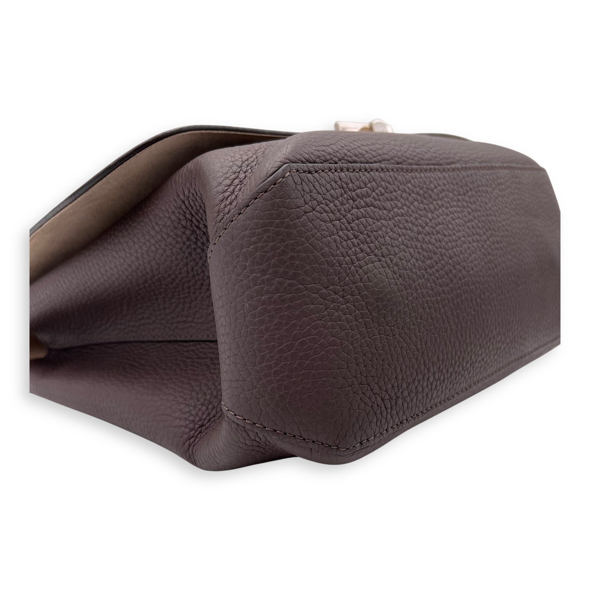 Volta Top Handle Bag Brown in Taurillon Leather, Silver hardware - Image 10