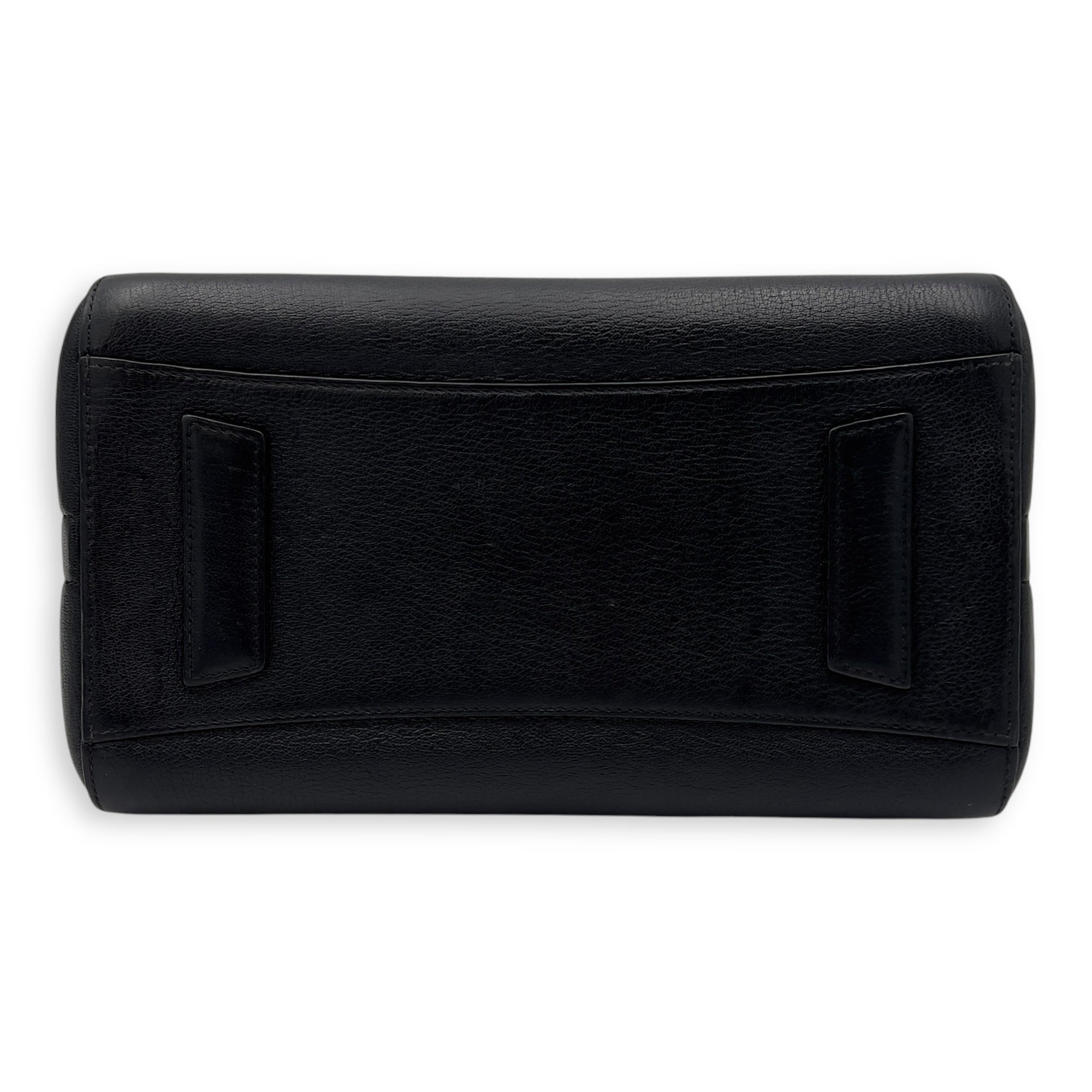 Antigona Black Top Handle Bag in Goat Leather, Silver hardware - Image 6