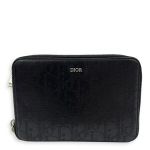 Double Zip Small Black Galaxy Leather Crossbody Bag in Calfskin, Silver hardware