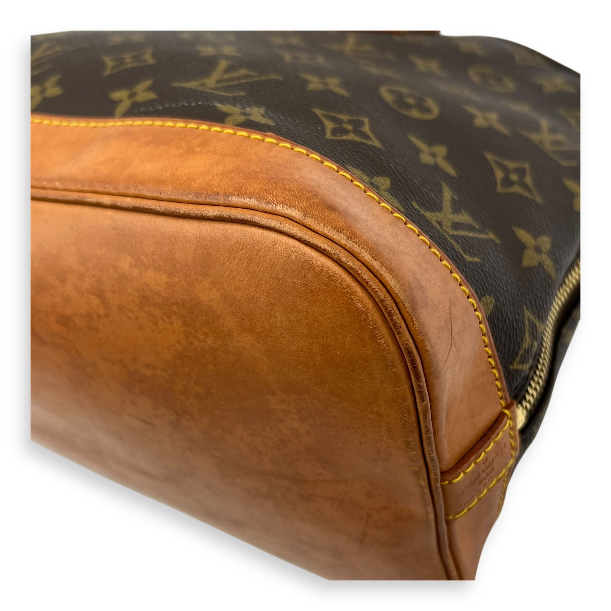 Alma Top Handle Bag PM Brown in Monogram Coated Canvas, Gold hardware - Image 14