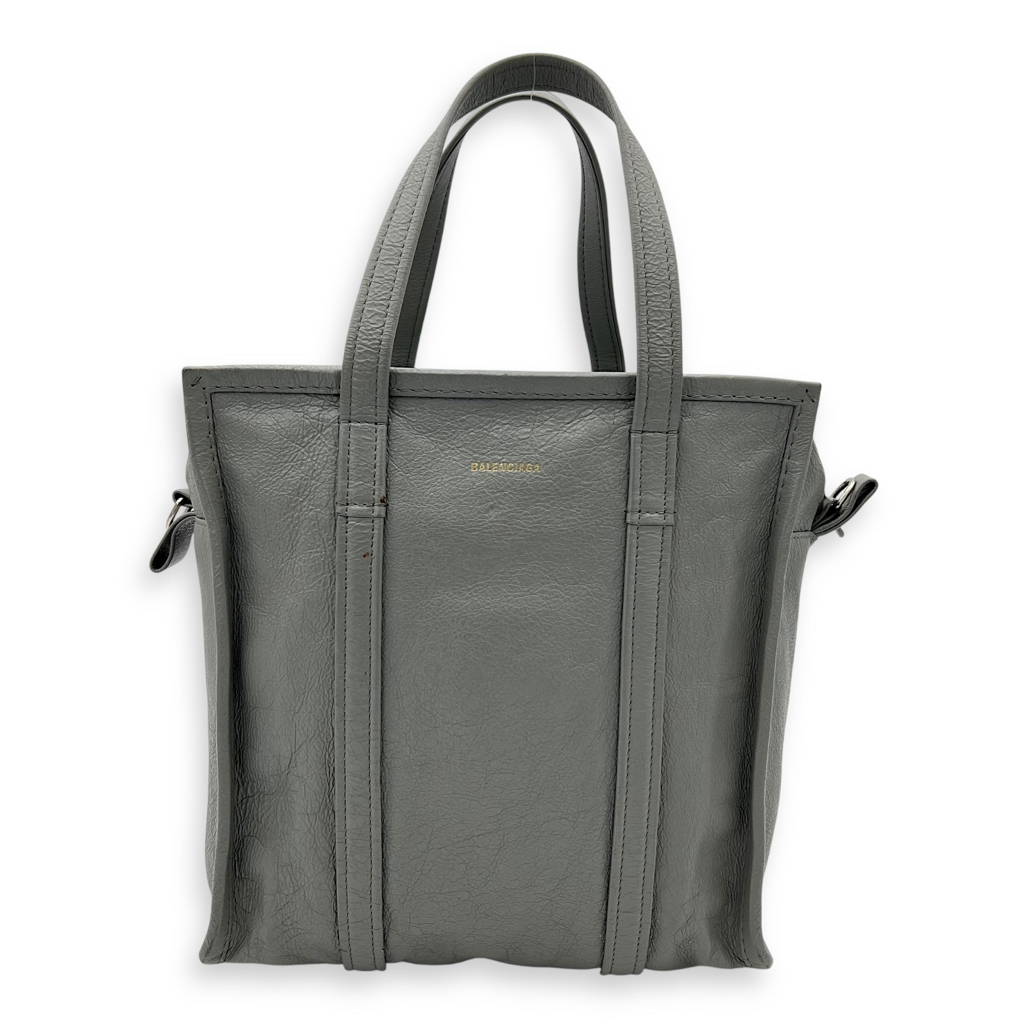 Bazaar Shopper Top Handle Bag Grey in Lambskin, Silver hardware