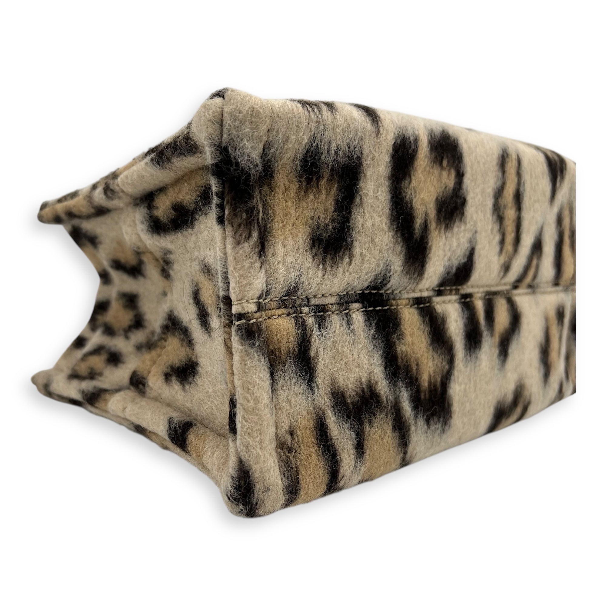 Cabas Small Brown Tote Bag in Wool, Gold hardware - Image 9