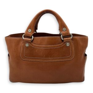 Boogie Top Handle Bag Brown in Calfskin, Silver hardware