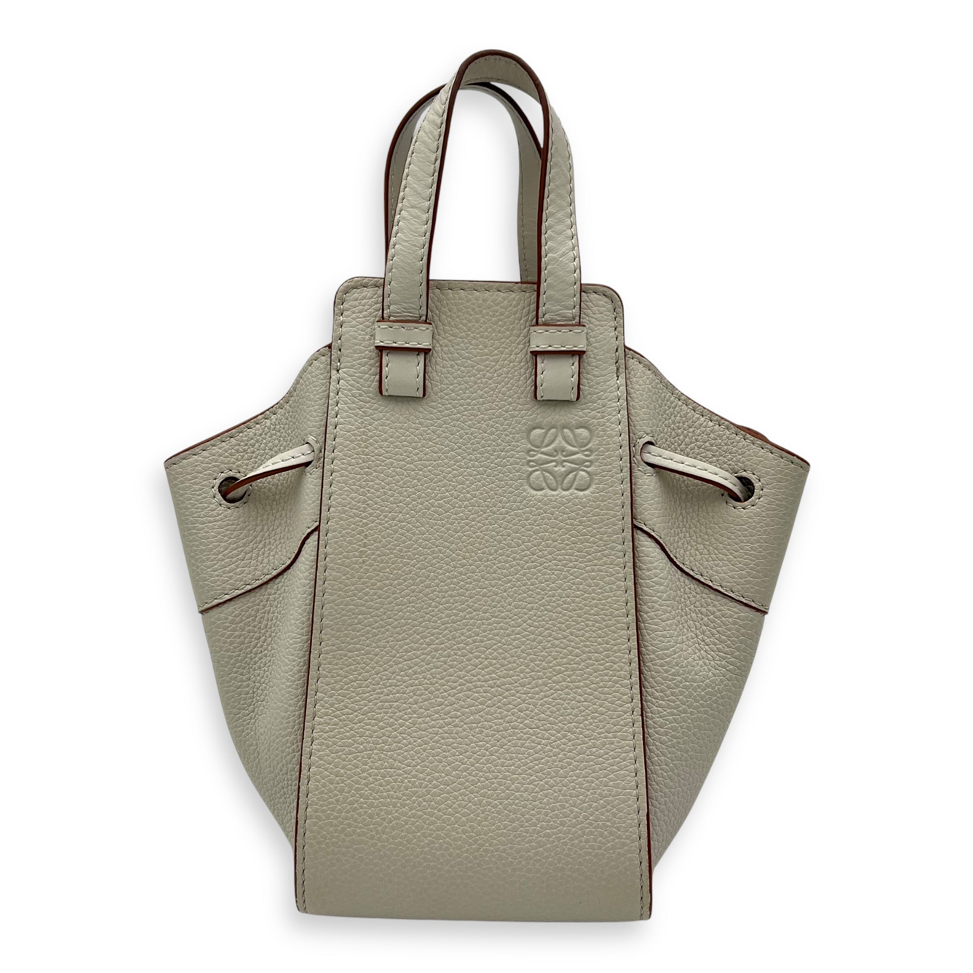 Hammock Crossbody Bag Mini White in Calfskin, Gold hardware