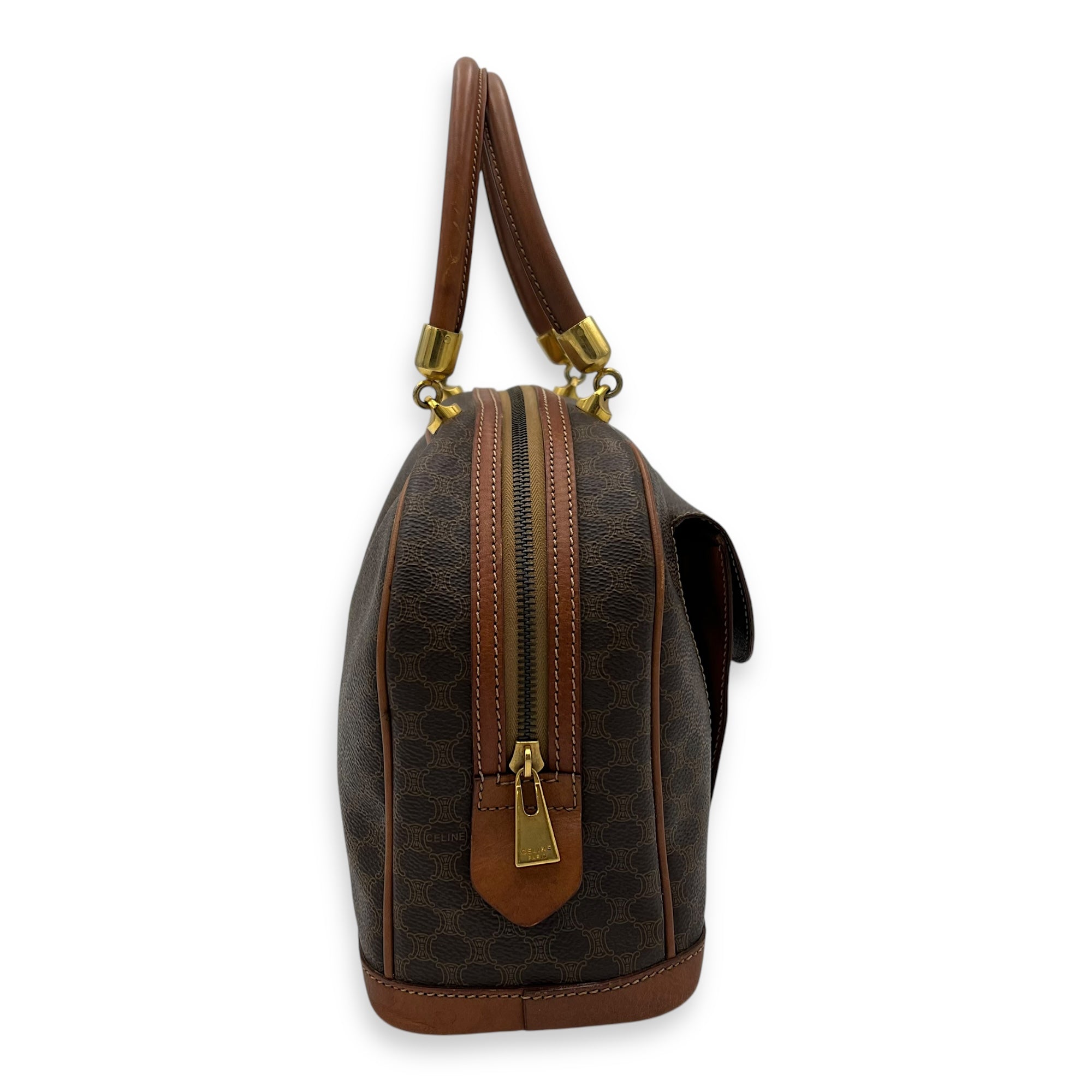 Macadam Top Handle Bag Brown in Coated Canvas, Gold hardware - Image 4