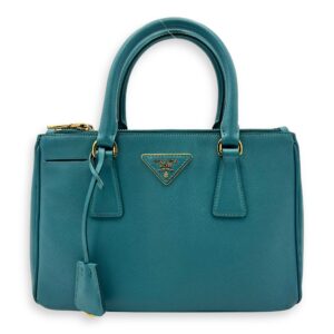 Galleria Top Handle Bag Blue in Saffiano Leather, Gold hardware