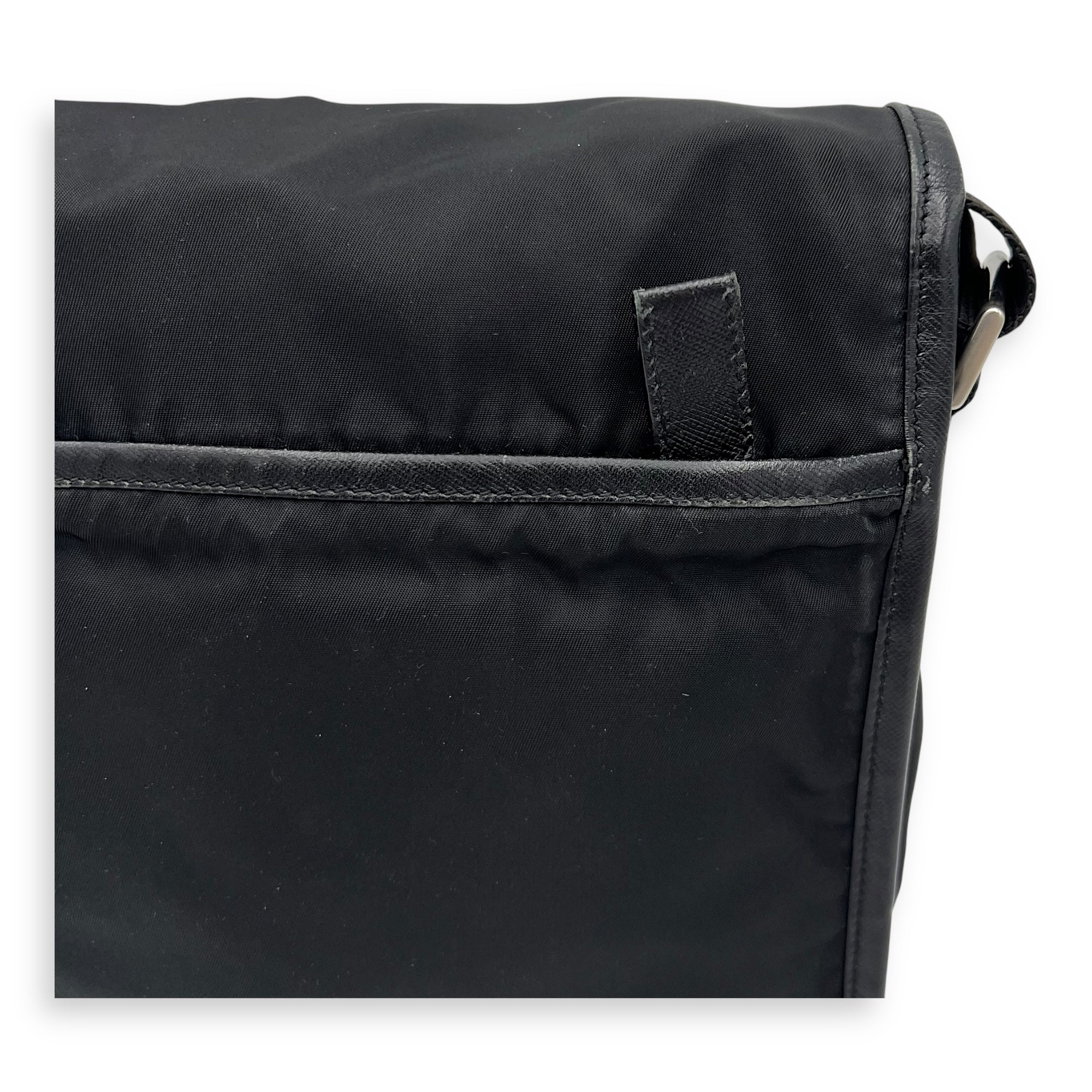 Logo Messenger Black in Nylon, Silver hardware - Image 8